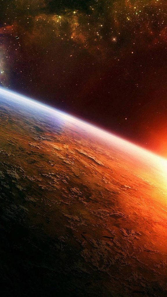 Maliwanag na Kahel na Planeta Space iPhone Wallpaper