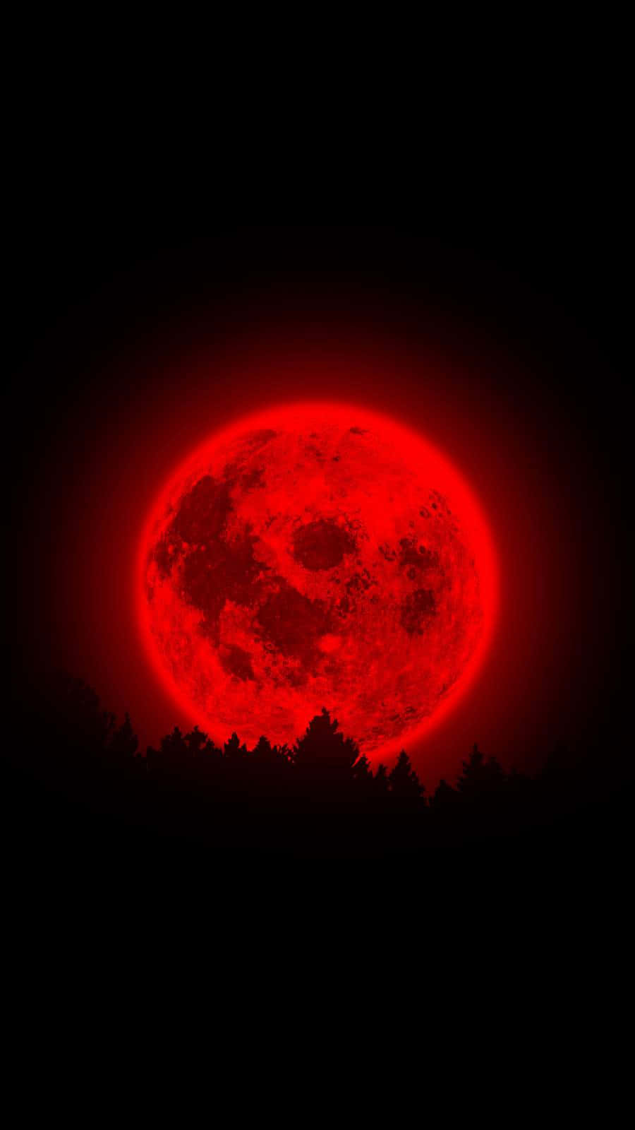 Maliwanag na Neon na Pulang Blood Moon Wallpaper
