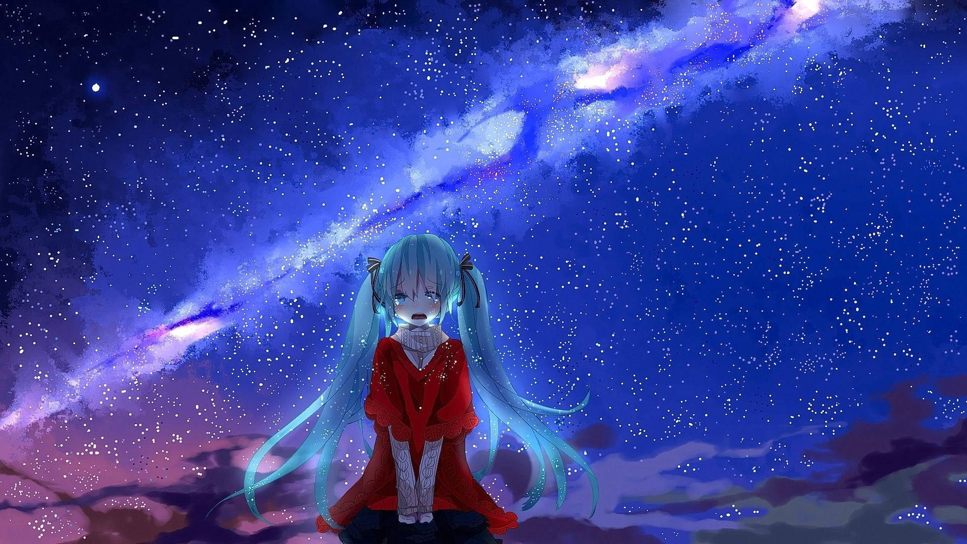 Malungkot na Anime Hatsune Miku Aesthetic Wallpaper