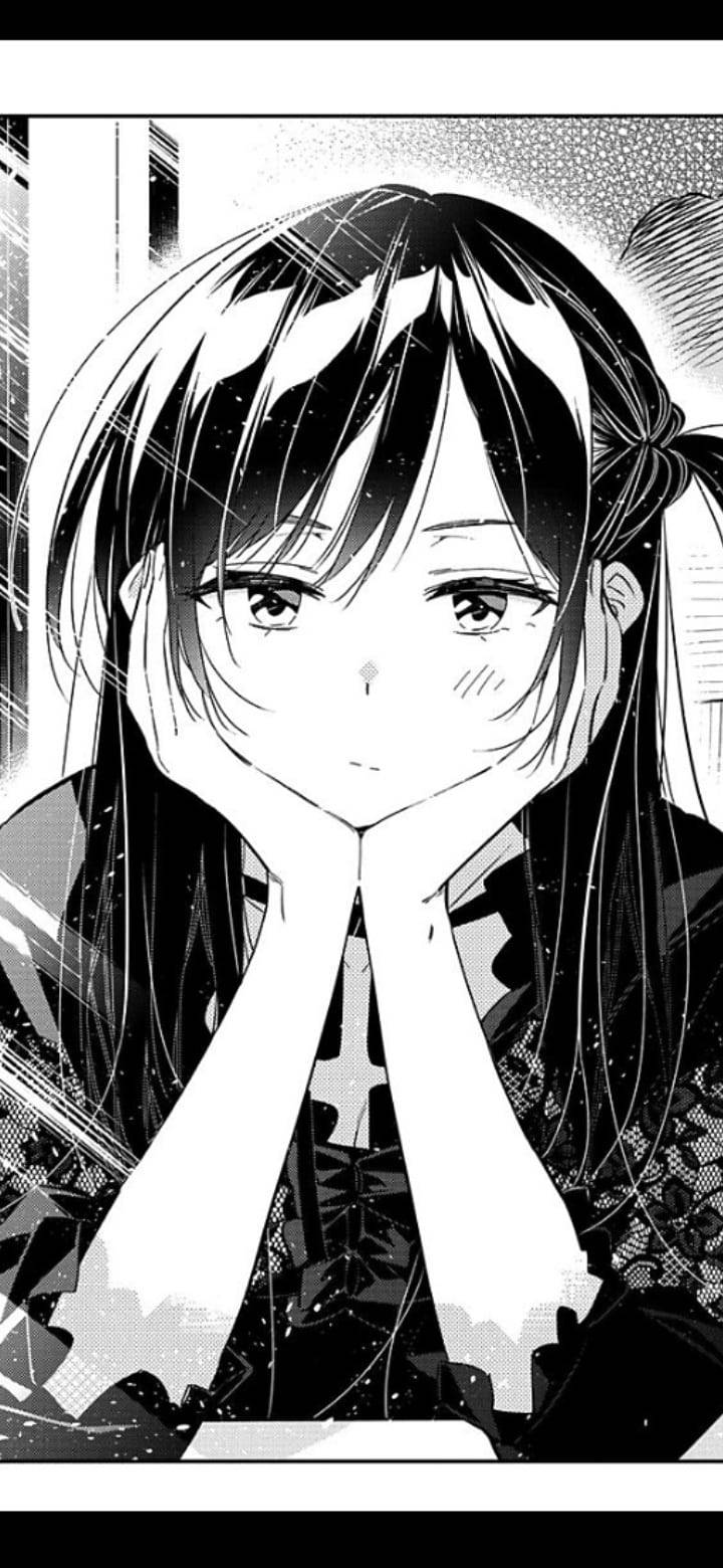 Malungkot na Anime na Babae na Itim at Puti na Manga Strip Wallpaper