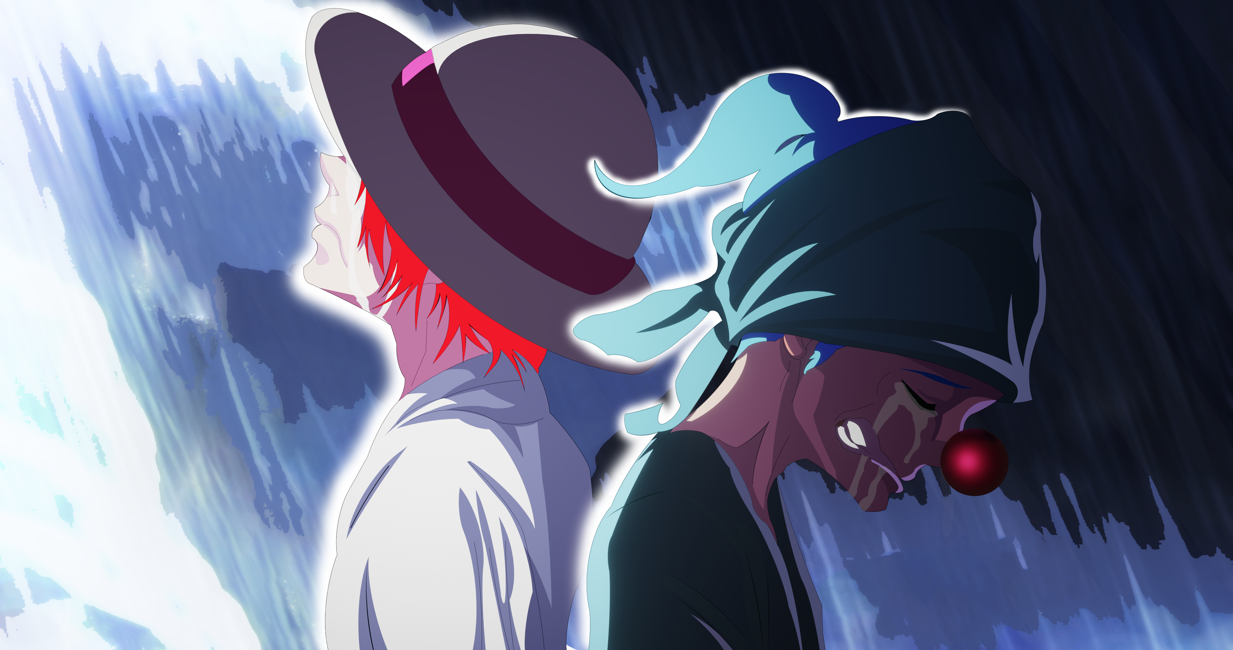 Malungkot na Background nina Shanks at Buggy 4K Wallpaper