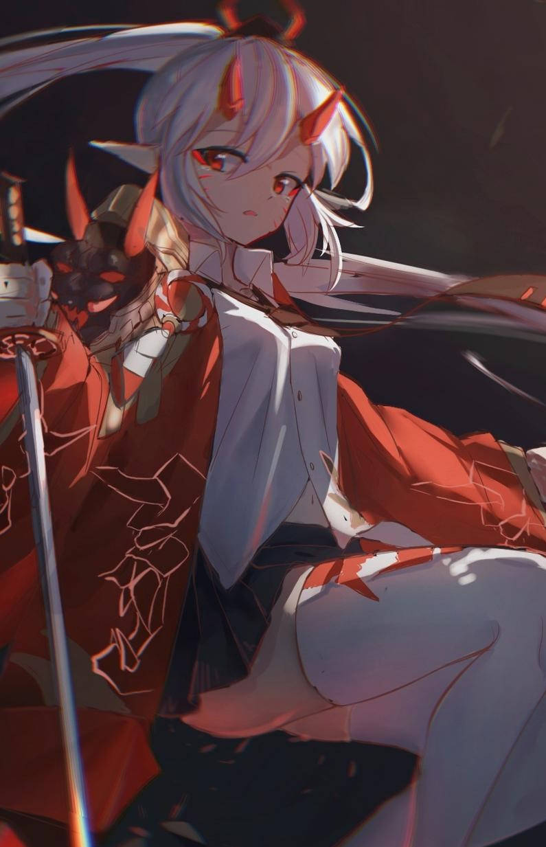 Malungkot na Demonang Babae na Kulay Kahel Wallpaper