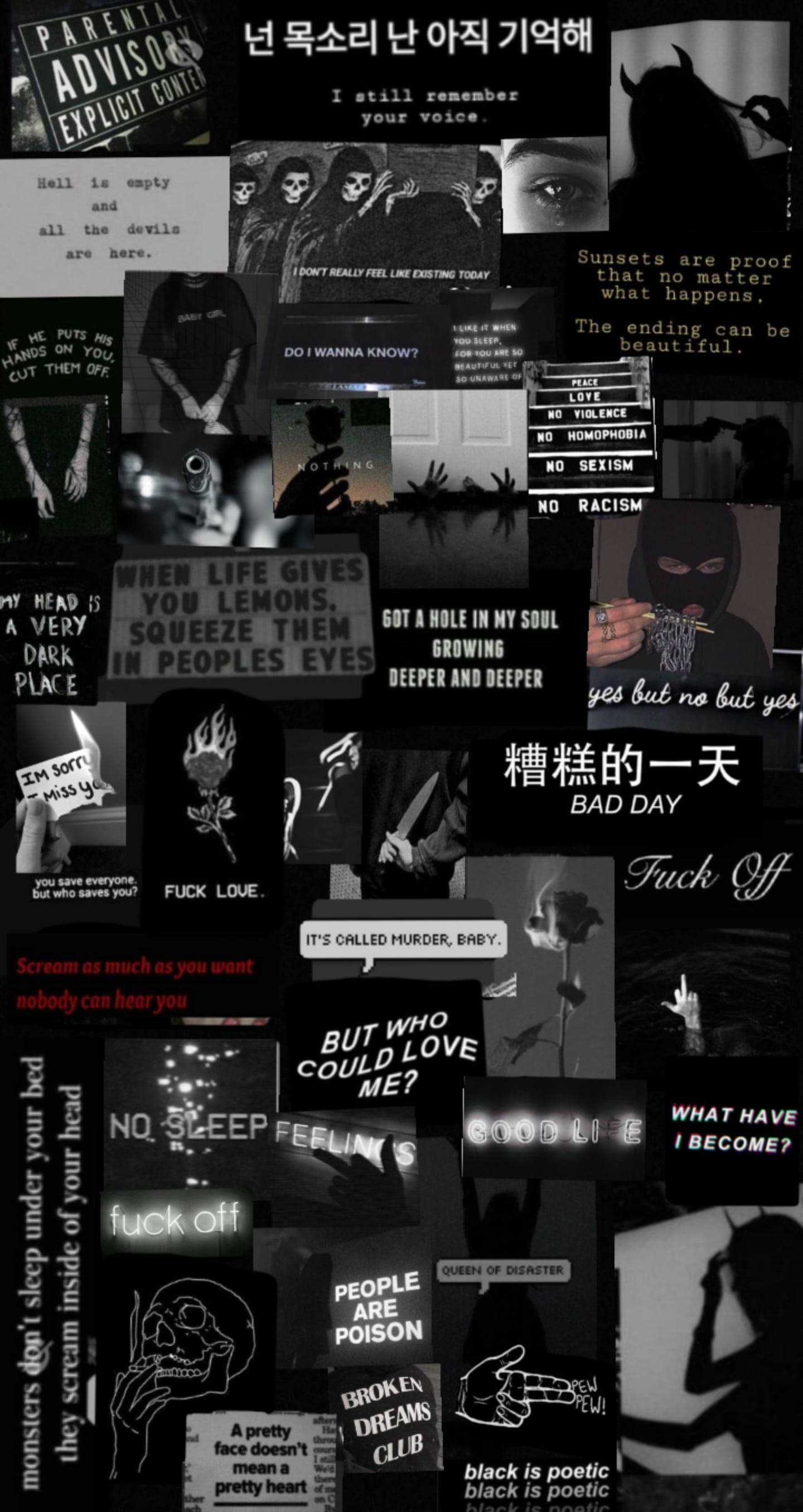 Malungkot na Mga Quote Itim na Alt Aesthetic Wallpaper