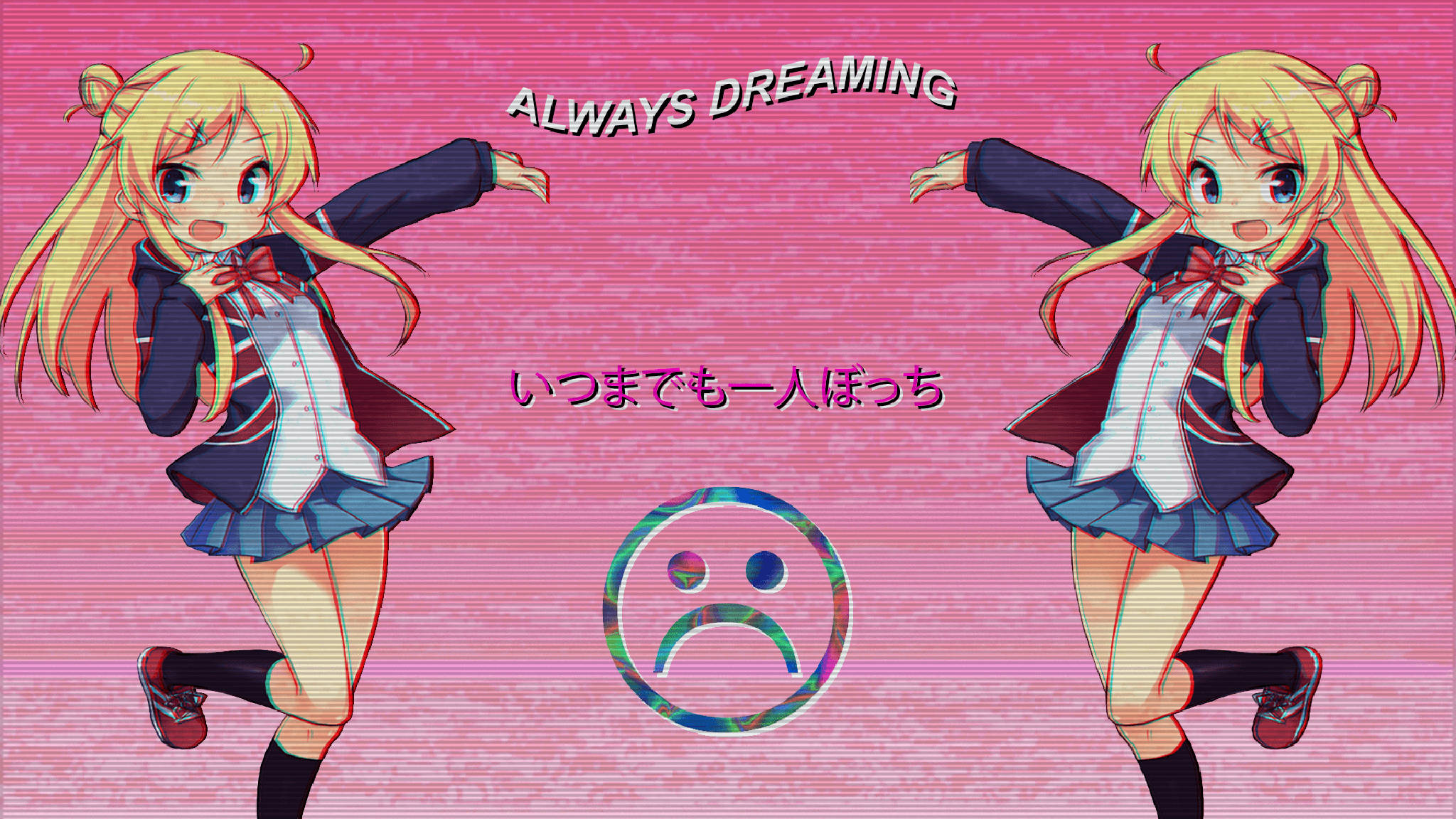 Malungkot na Pink na Anime Aesthetic Wallpaper