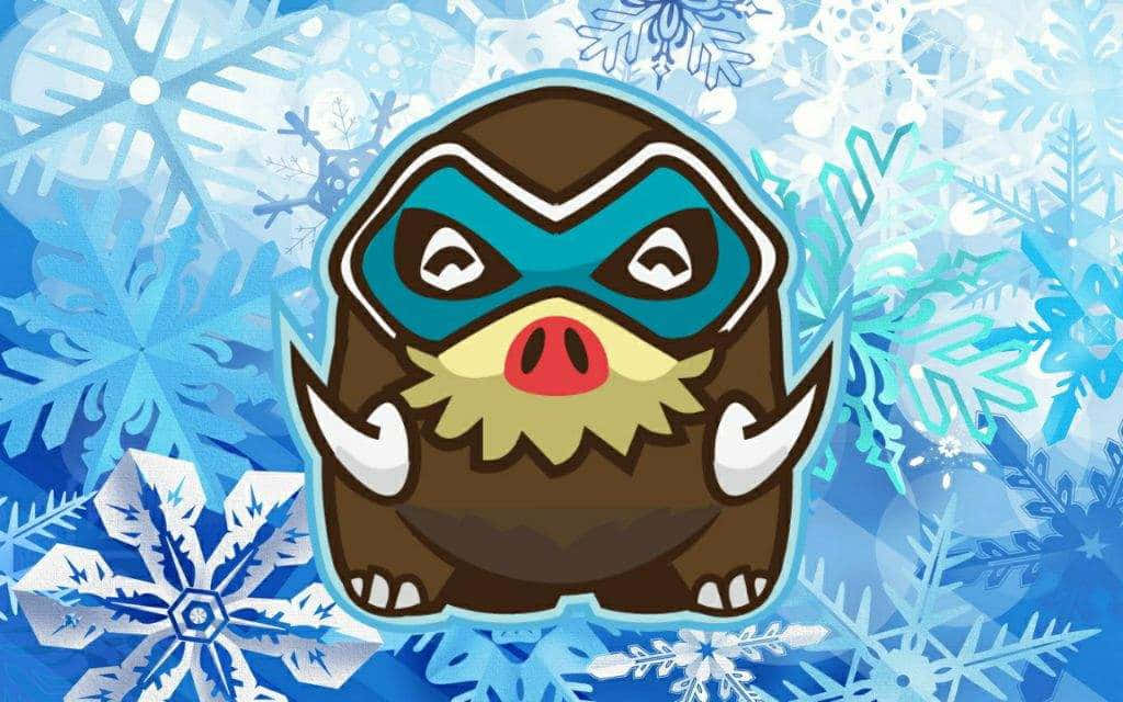 Mamoswine na May Asul na Background na Niyebe Wallpaper