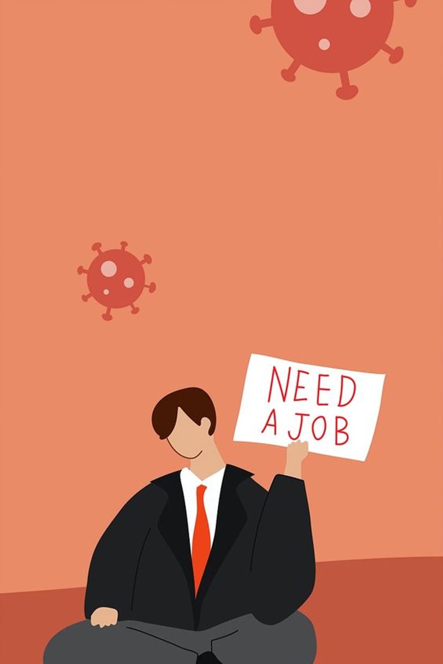 Lalaki na Humahawak ng Unemployment Sign Wallpaper