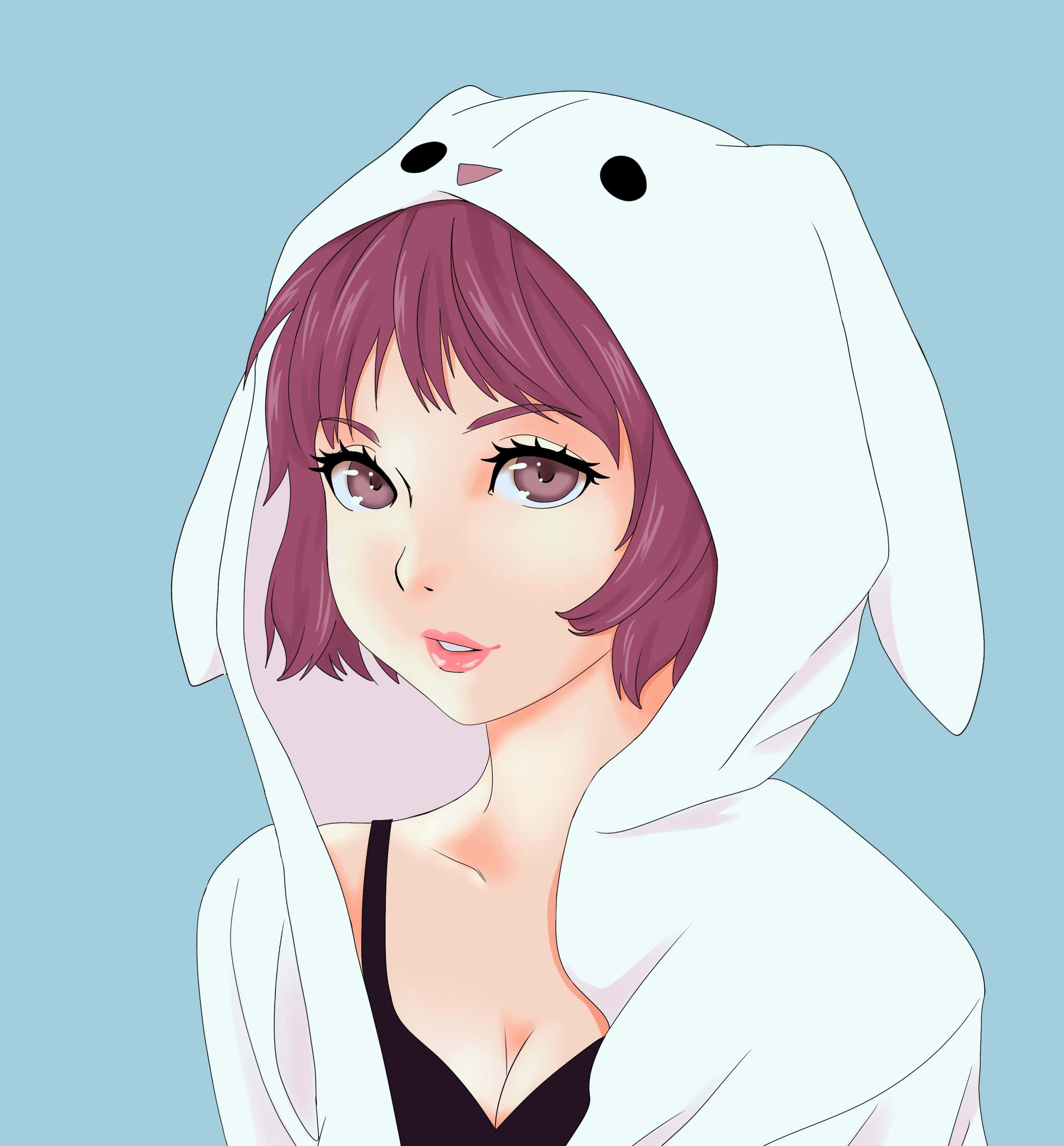 "Manatiling mainit ngayong taglamig gamit itong naka-istilong anime girl hoodie!" Wallpaper