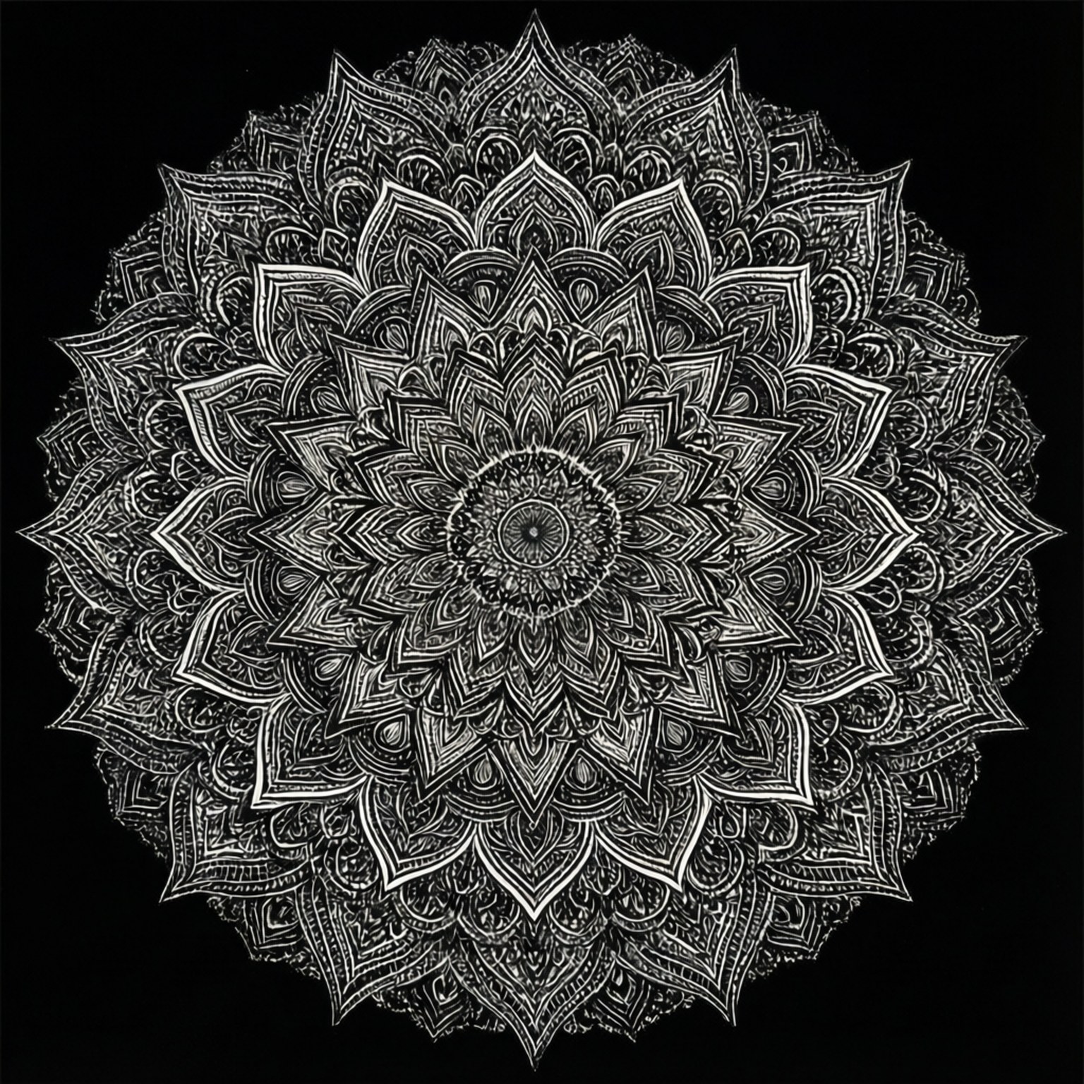 Mandala Itim Puti Wallpaper