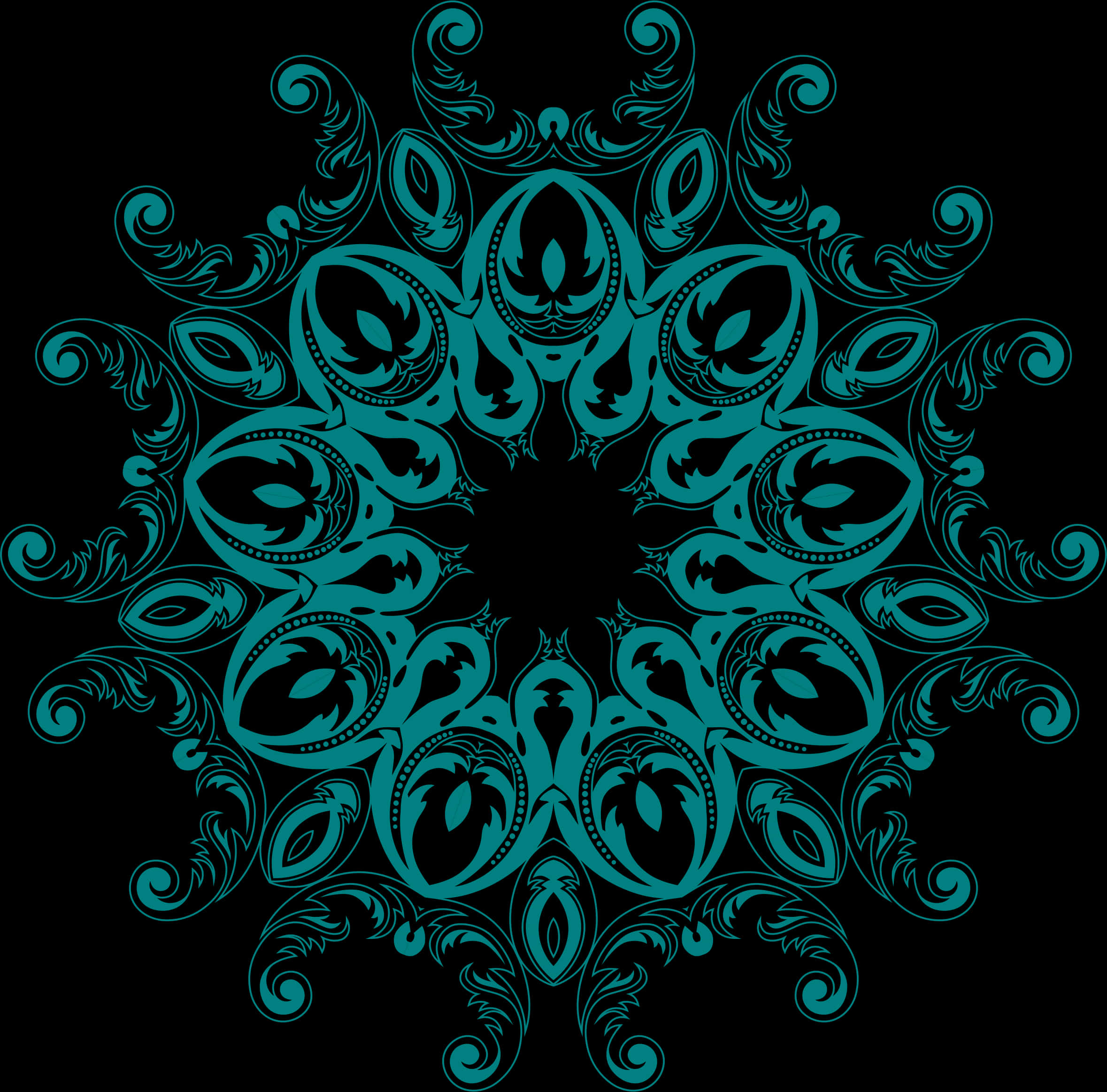 Mandala Pattern na Bulaklak sa Kulay Teal Wallpaper