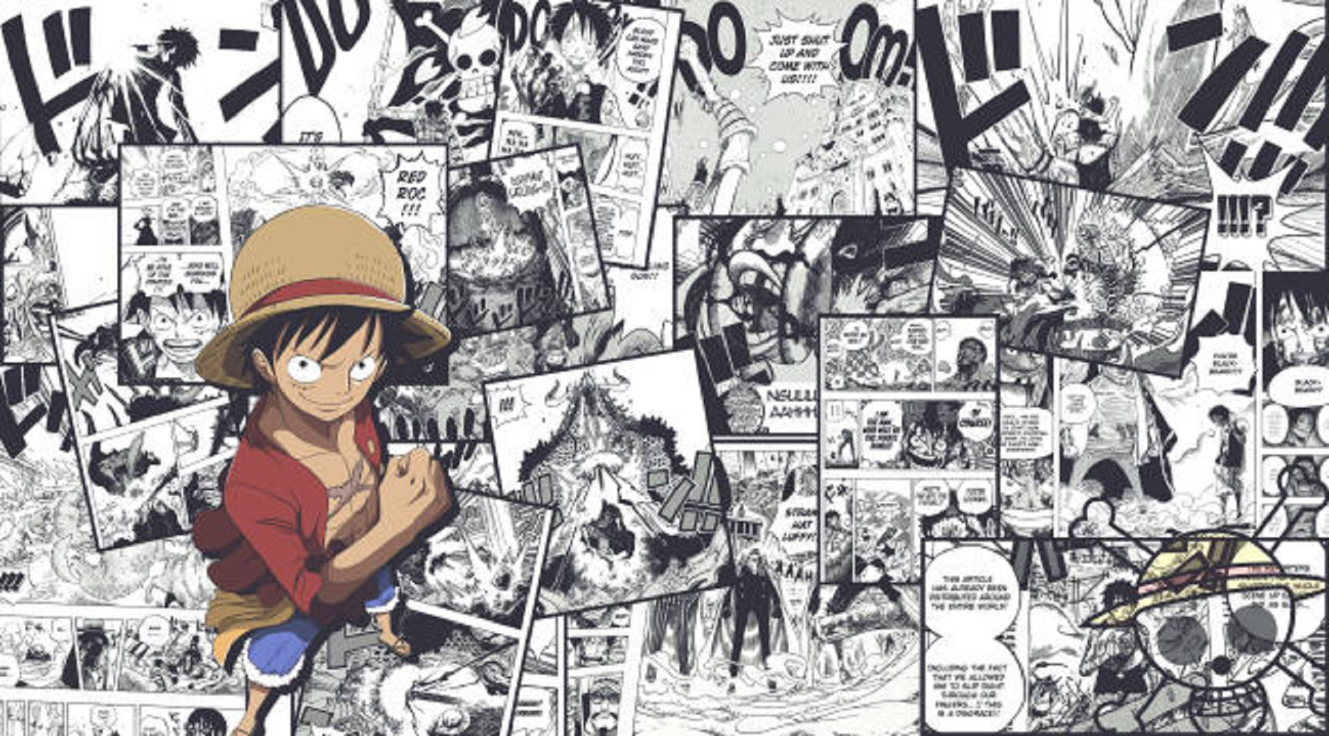 Manga Panel ni Pirate Captain Luffy Wallpaper