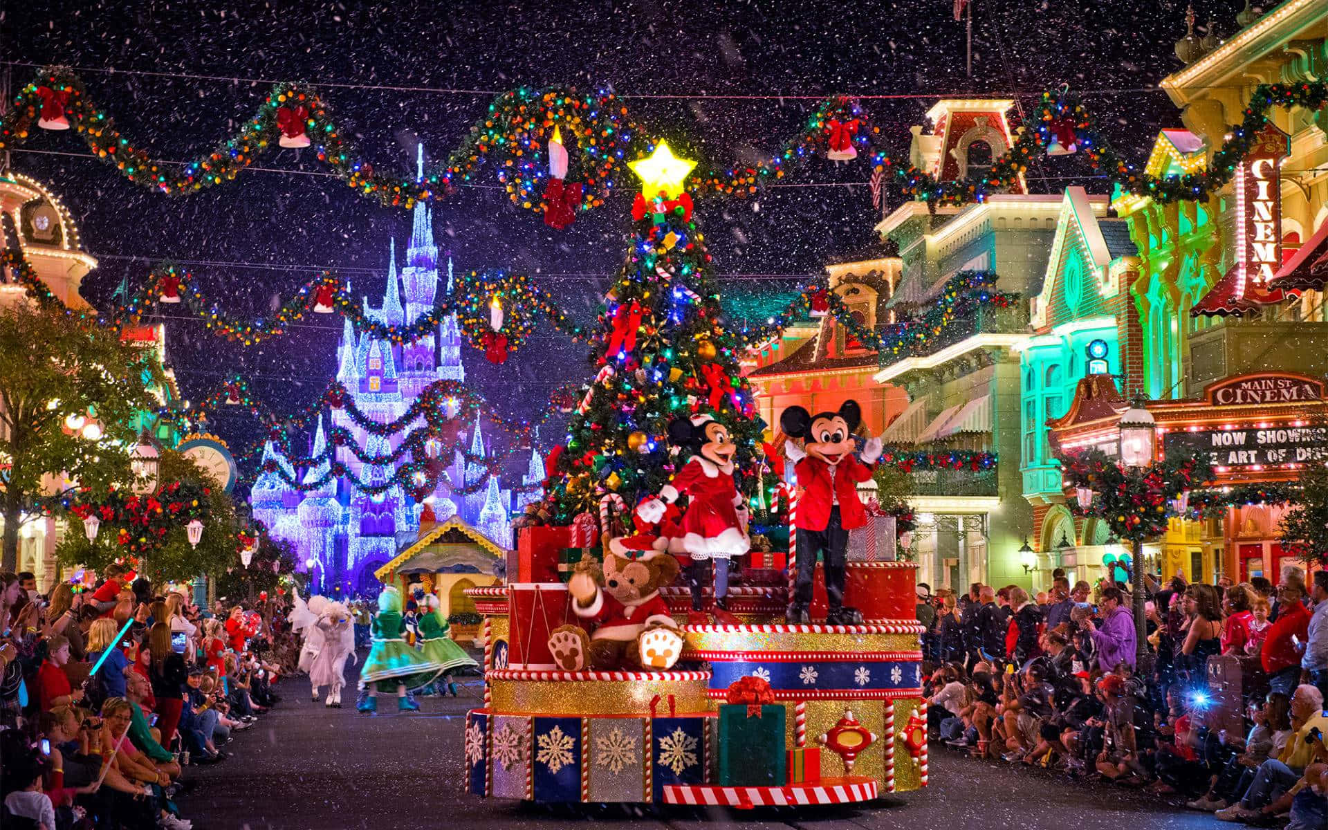 Maniyebeng Winter Wonderland kasama si Mickey Mouse at mga Kaibigan Wallpaper
