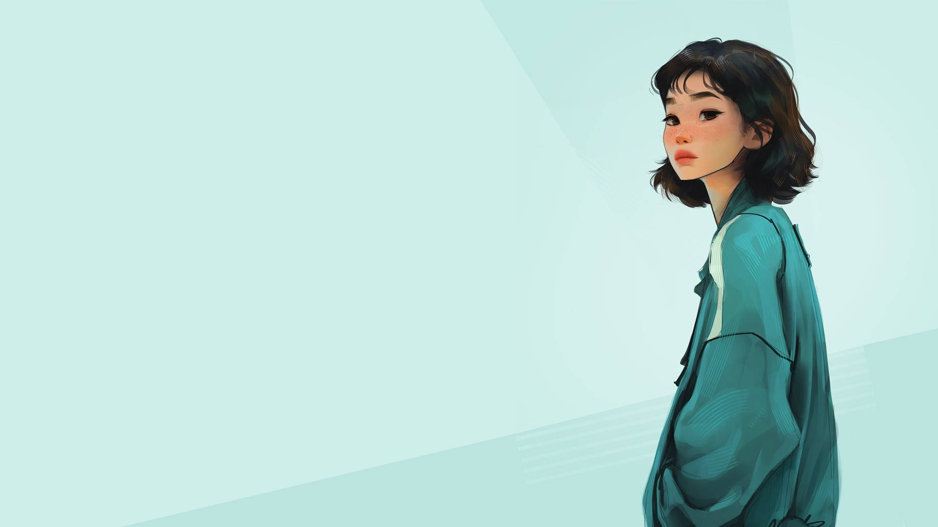 Manlalaro 067 Squid Game Mint Green Background Wallpaper