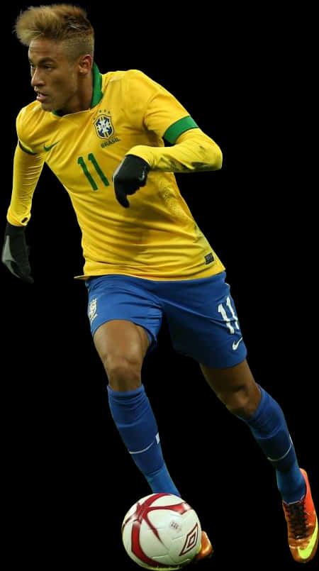 Manlalaro ng Soccer ng Brazil na Nagdadribol Wallpaper