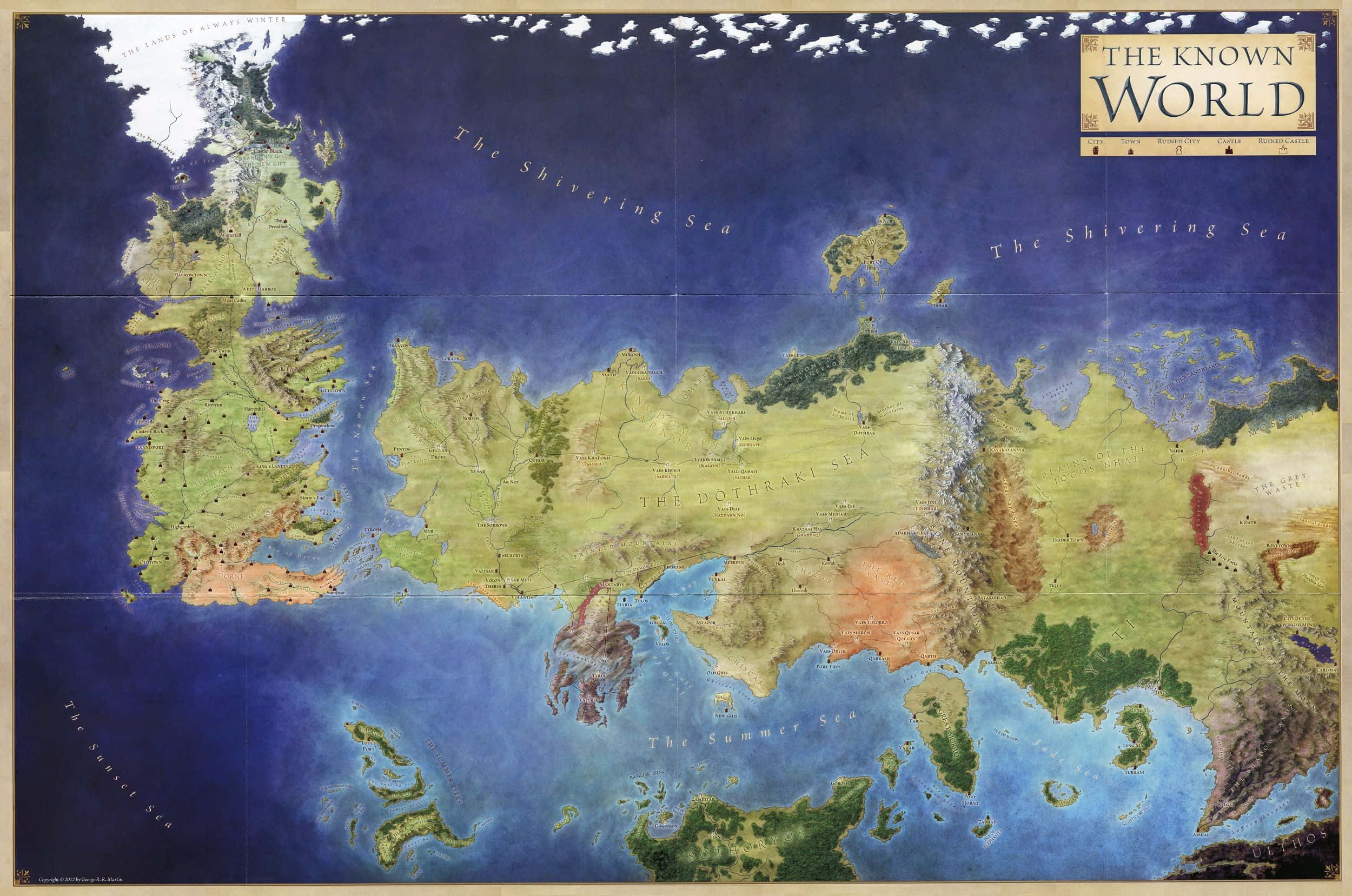 Mapa ng Game of Thrones Ang Kilalang Mundo Wallpaper