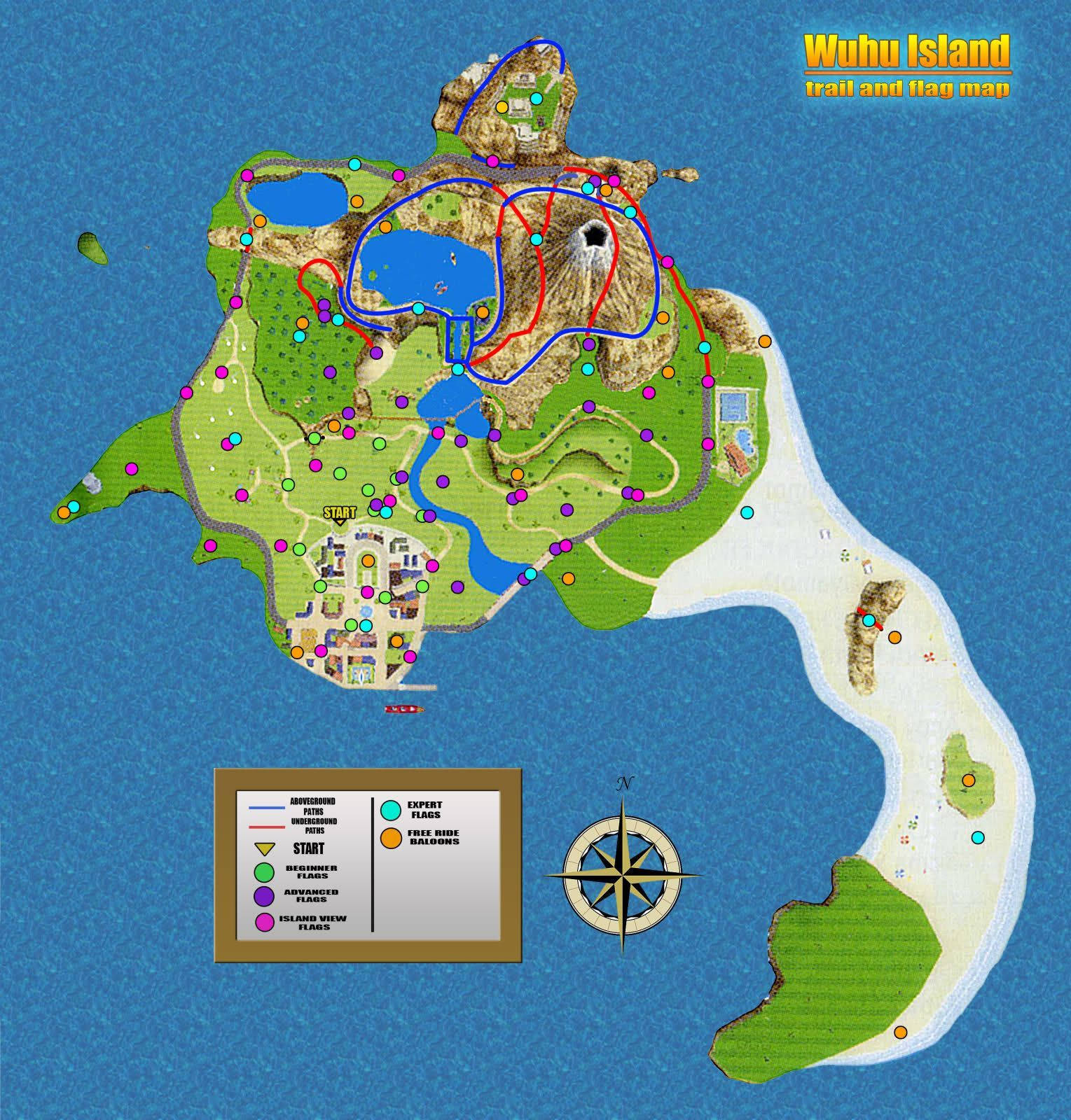 Mapa ng Laro ng Wuhu Island sa Wii Sports Resort Wallpaper