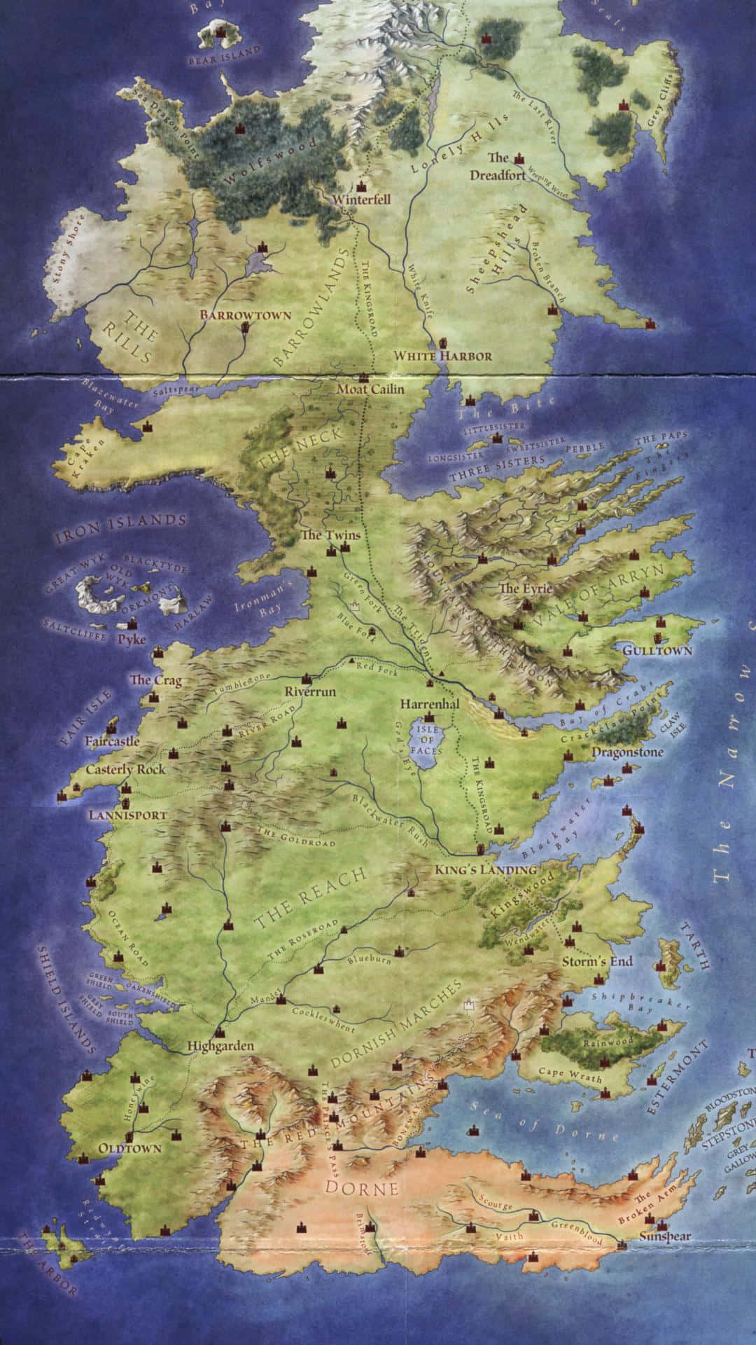 Mapa ng Westeros mula sa Game of Thrones Wallpaper