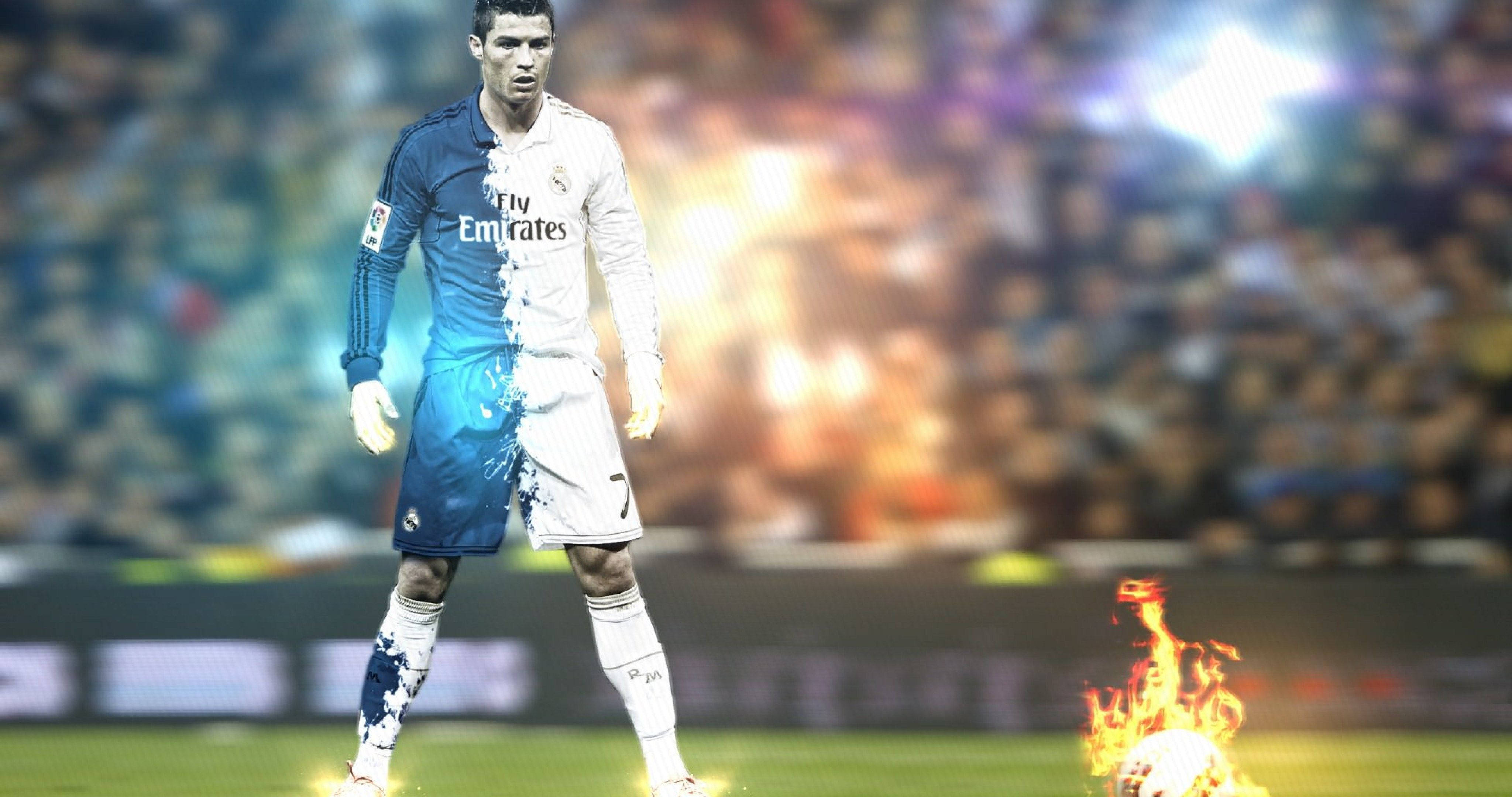 Mapaghamong Ipinapakita ni Cristiano Ronaldo ang Kanyang Nag-aapoy na Mabangis na Mukha Wallpaper