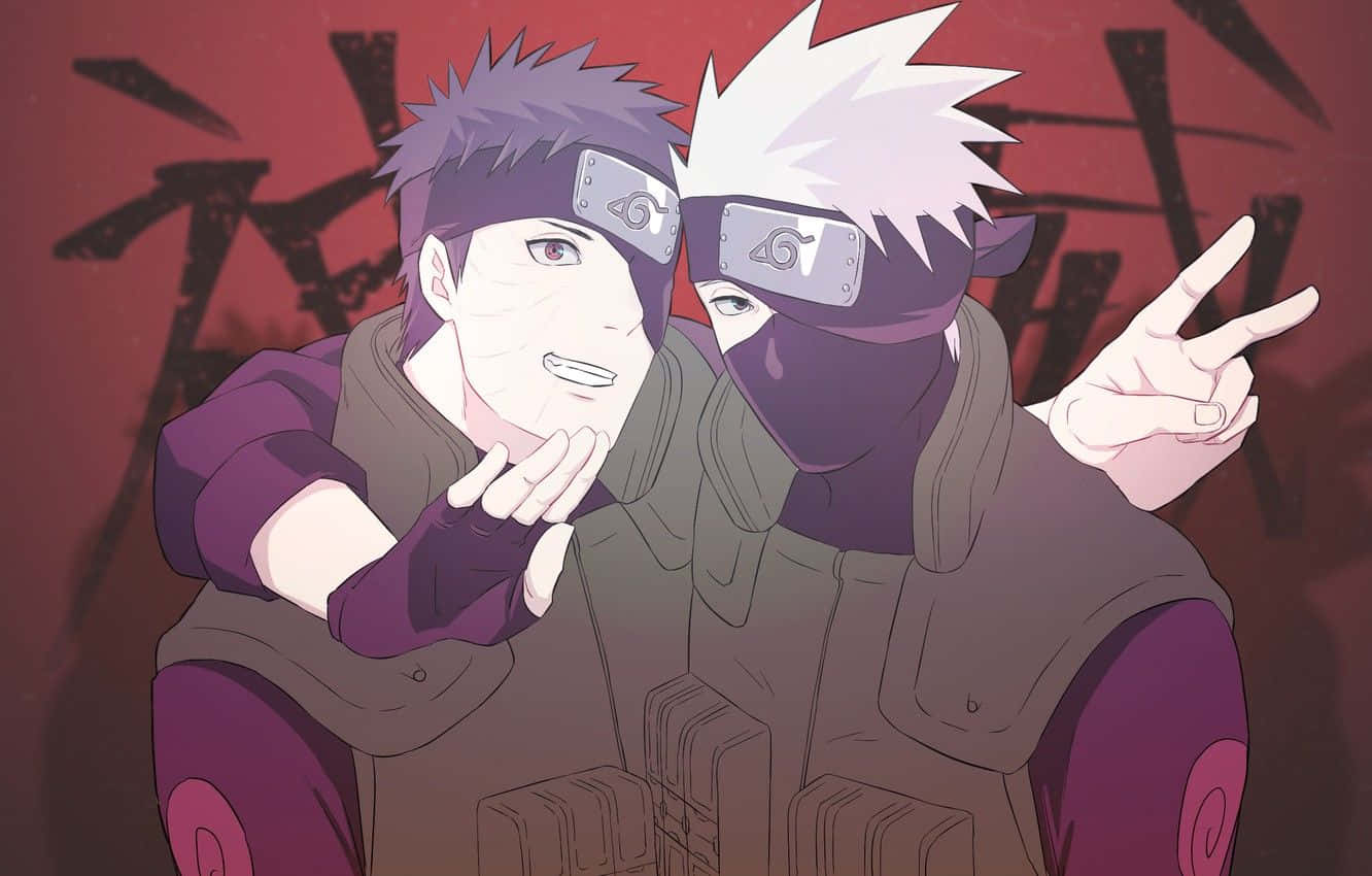 Mapaglarong Kakashi at Obito Wallpaper