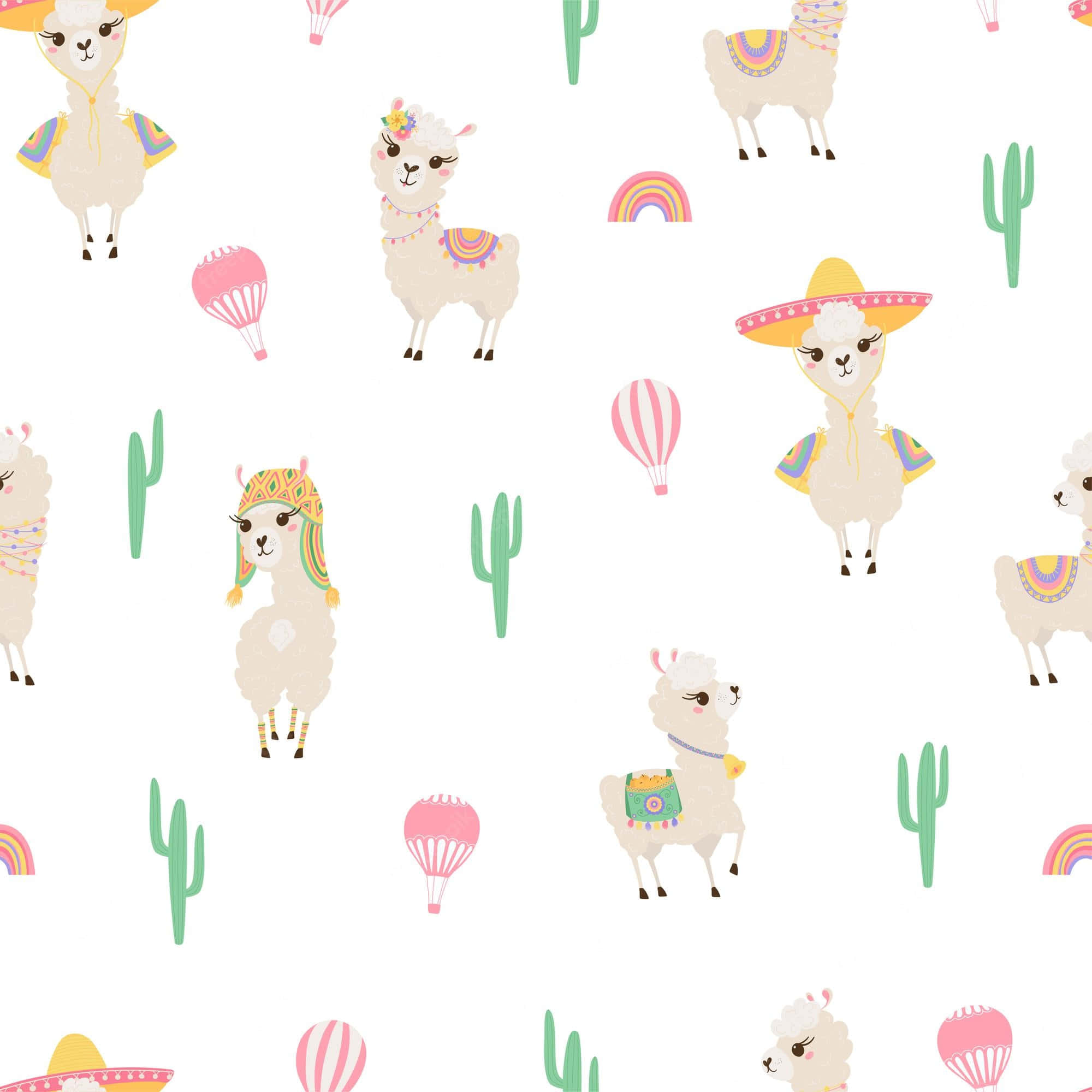 Mapaglarong Llamas Pattern Wallpaper