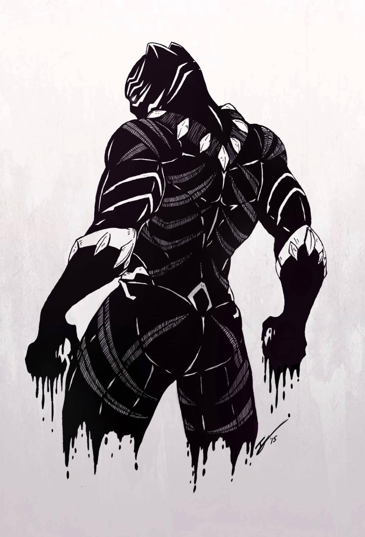 Mapagmataas na Paglalakad: Sulyap sa Black Panther sa Obra Maestrang ito ng Marvel Wallpaper