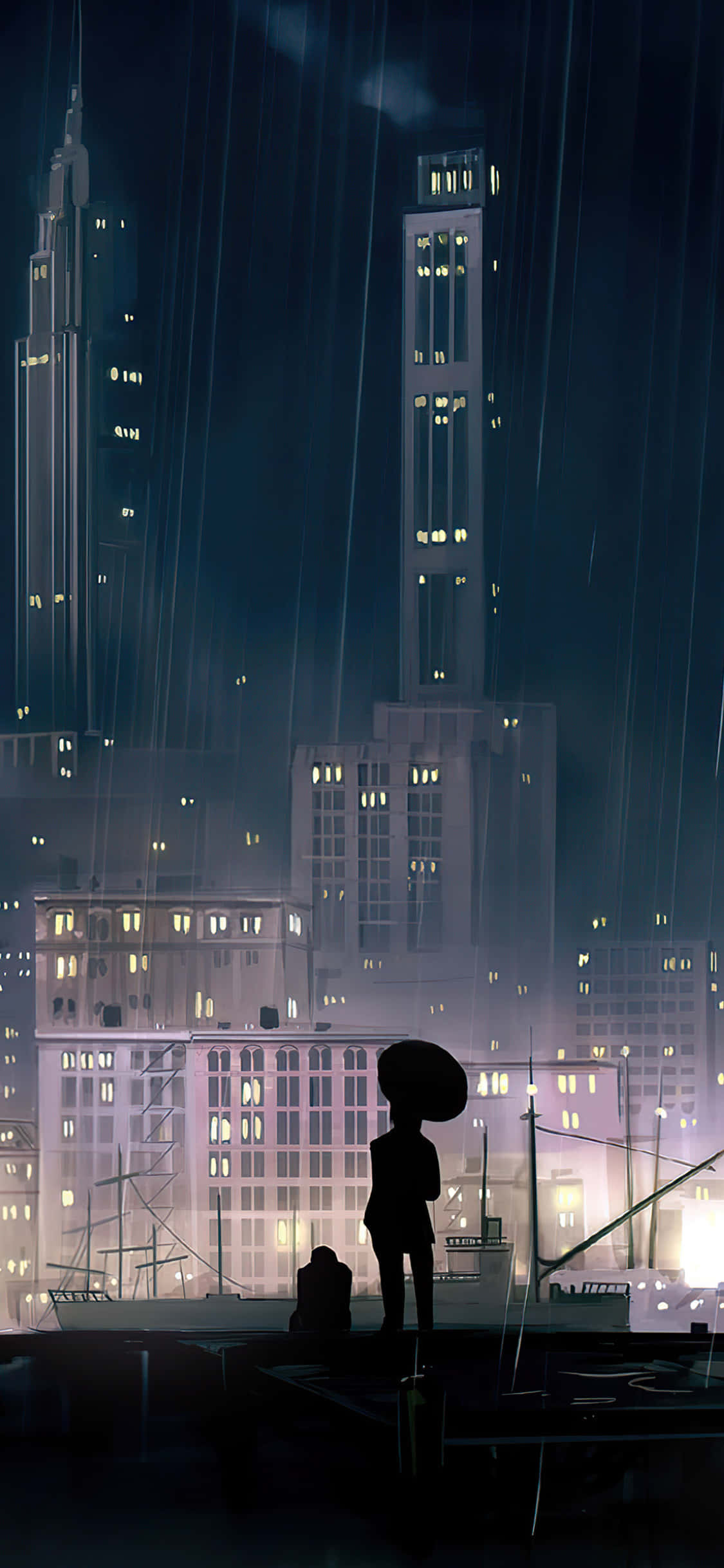 Mapamang Tanawin ng Lungsod sa Anime sa Dapit-Hapon Wallpaper