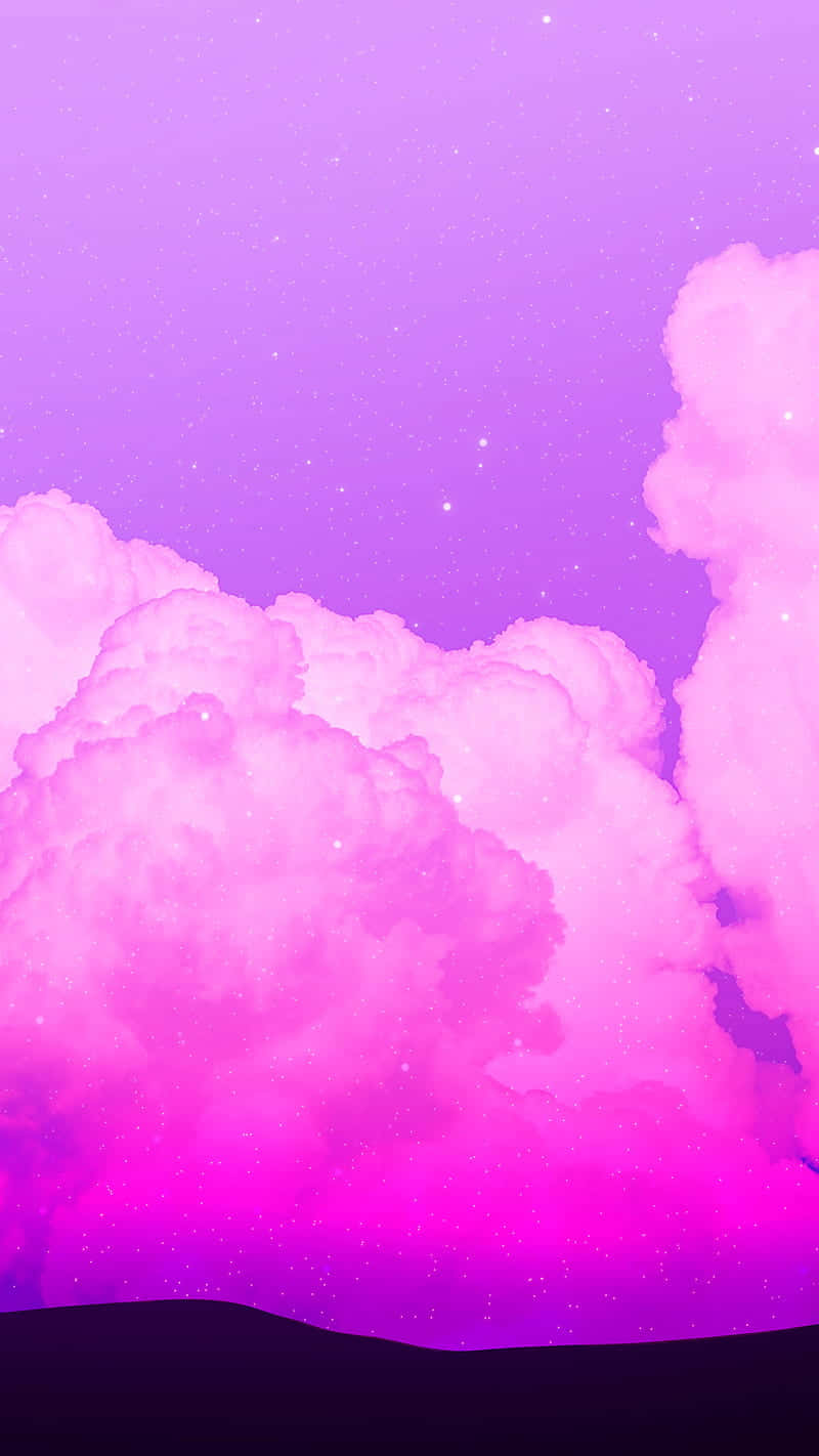 Mapanaginipang Aesthetic na Mga Bundok at Langit na Lila Wallpaper