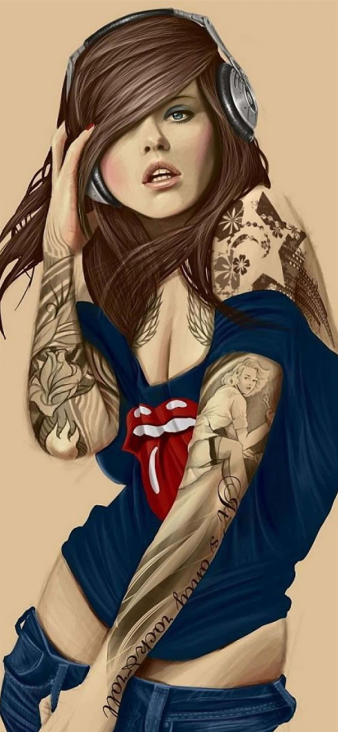 Mapang-akit na Babae sa Isang Sining Wallpaper