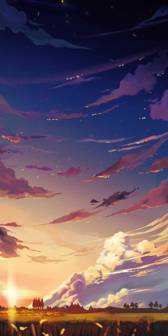 Mapayapang Estetiko ng Langit na Anime Wallpaper
