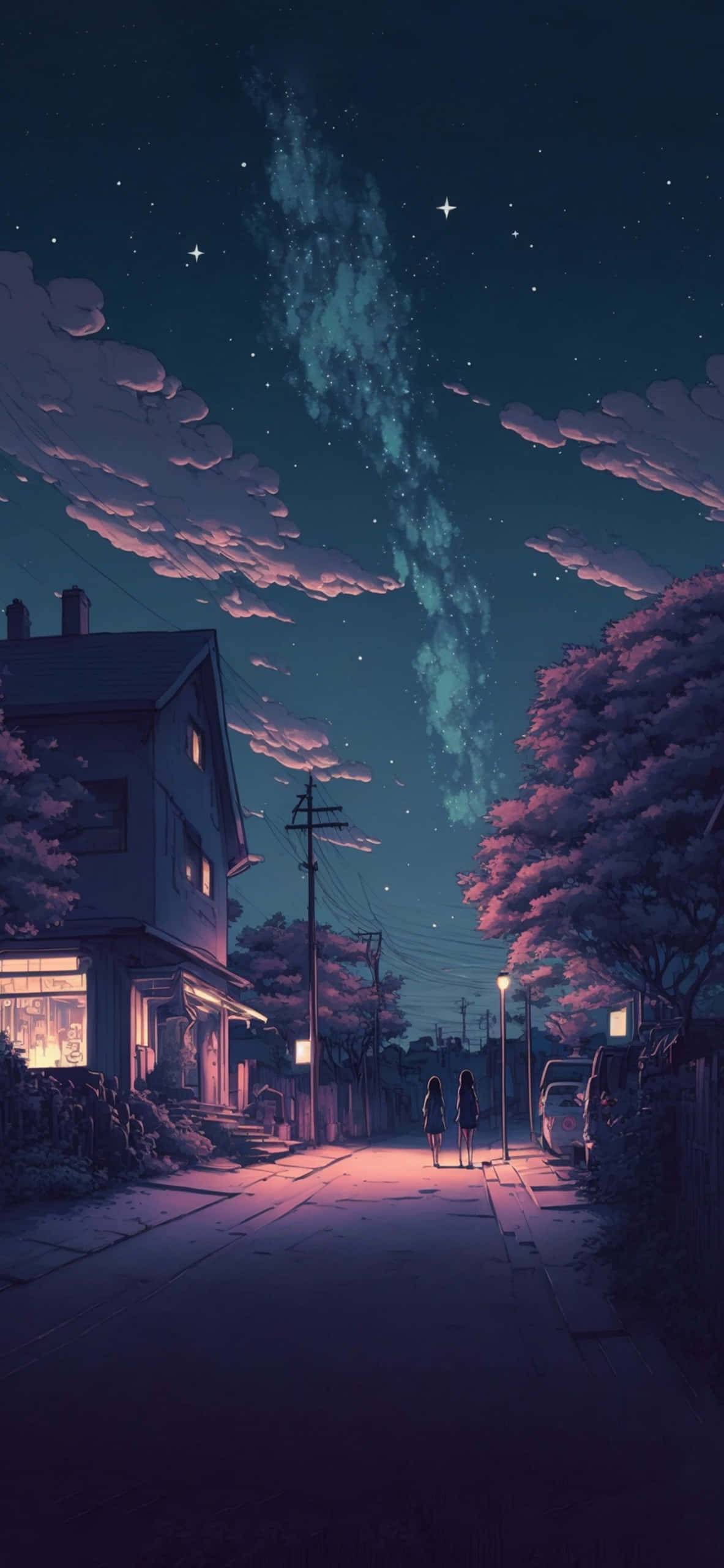 Mapayapang Paglubog: Anime Aesthetic ng Tahimik na Paglubog Wallpaper
