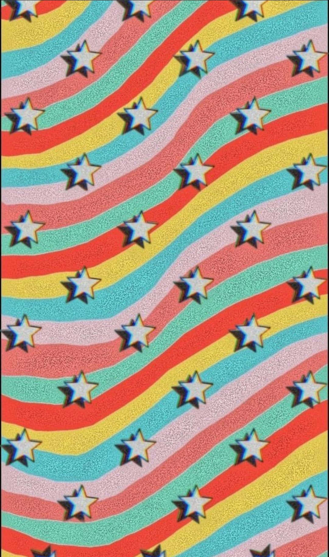 Maputing mga Bituin na may Aesthetic Rainbow Mobile Wallpaper
