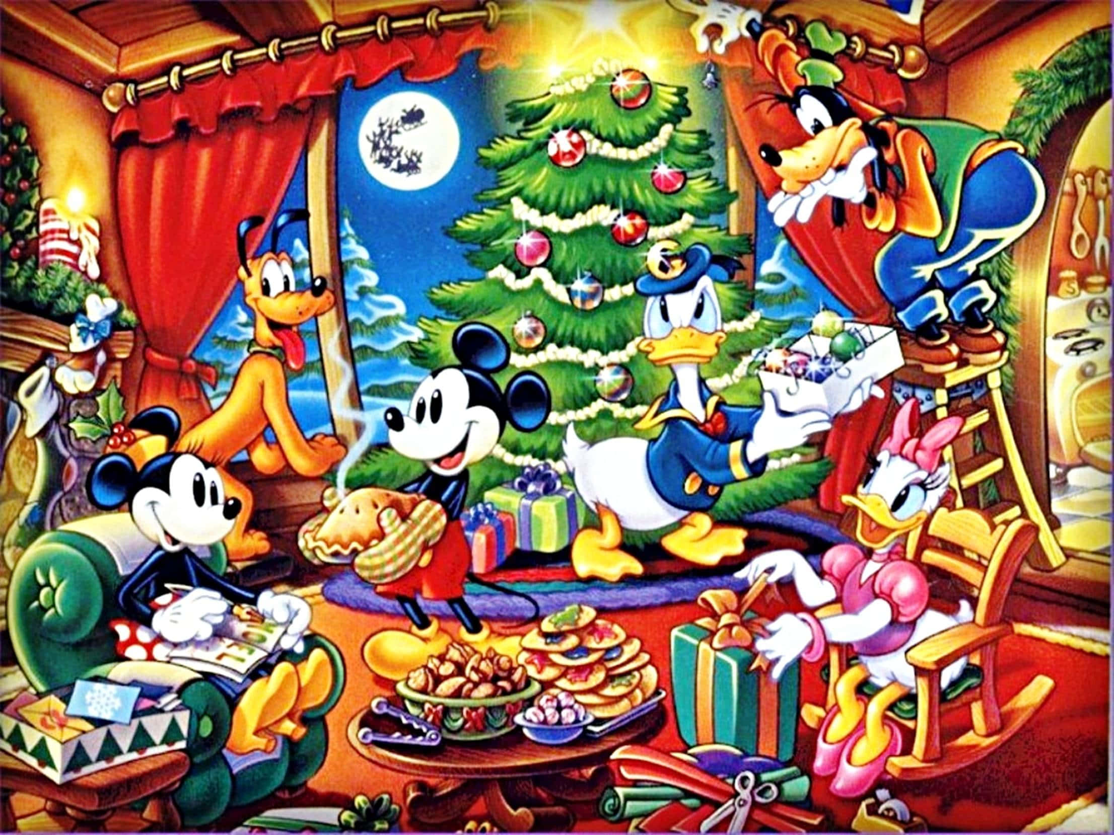 Maranasan ang mahika ng isang Disney Christmas Wallpaper