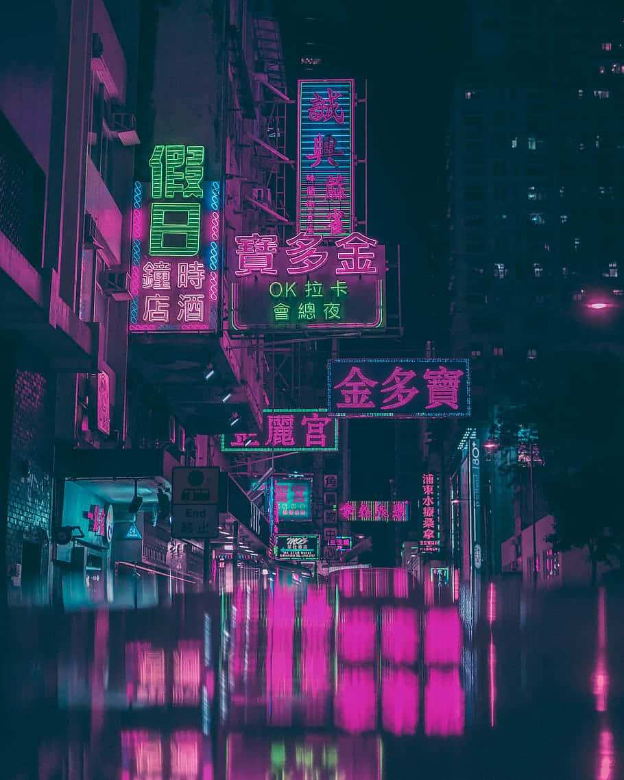 Maranasan ang makulay na nightlife ng Neon City Wallpaper