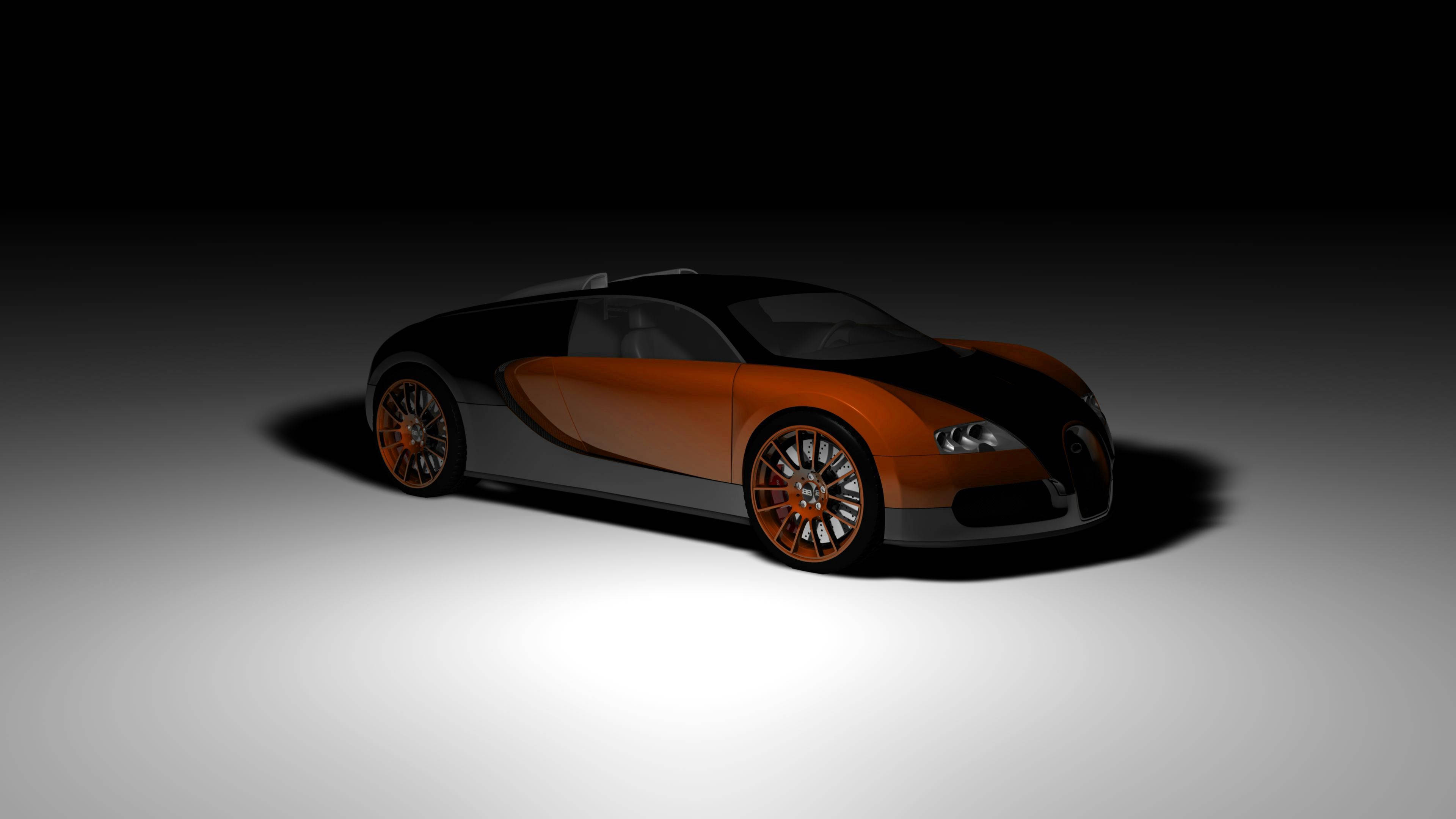 Marangyang Kahel na Bugatti Veyron na Pinalaya Wallpaper