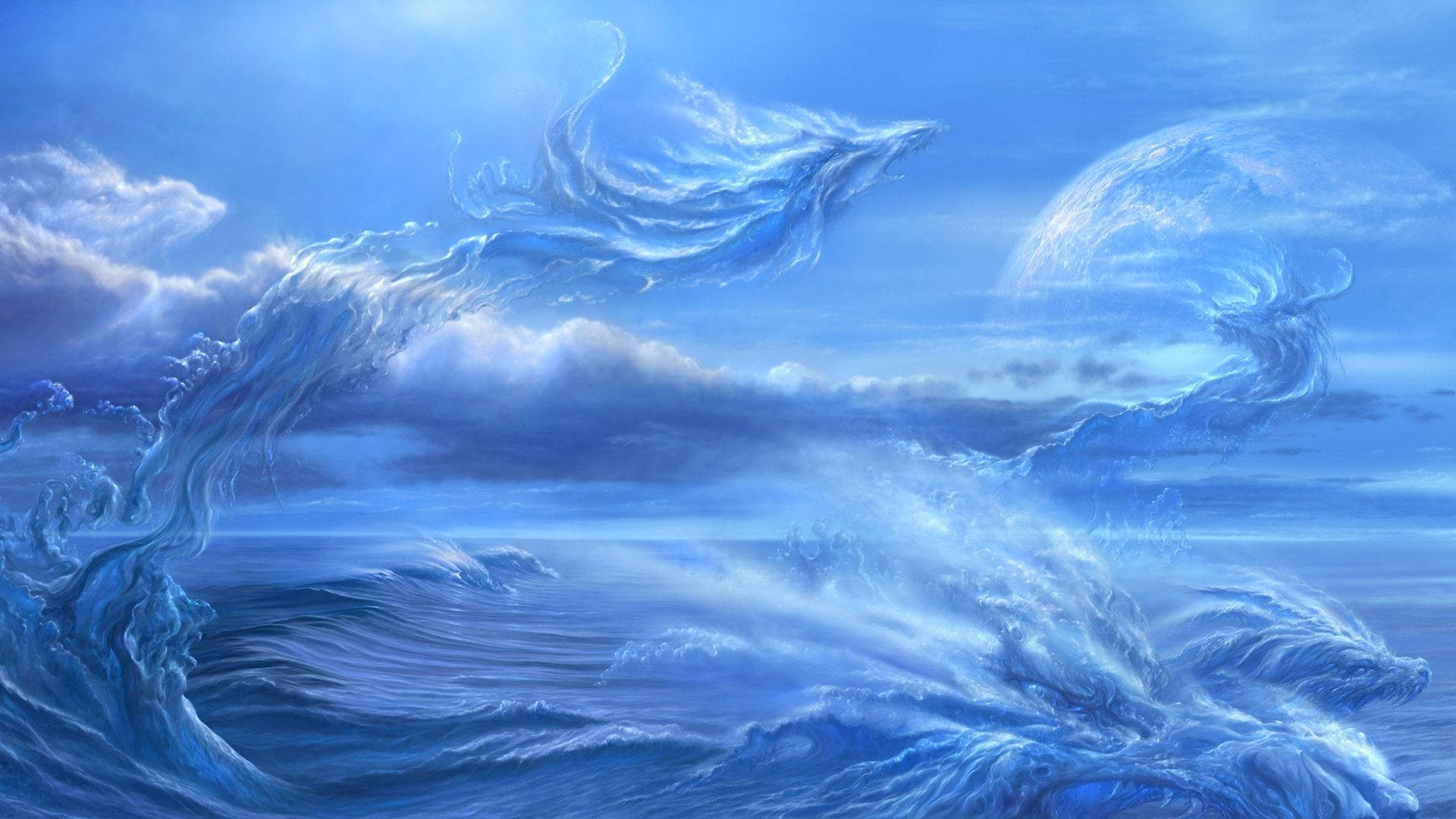 Marilag na Asul na Dragon ng Hapon para sa PC Wallpaper