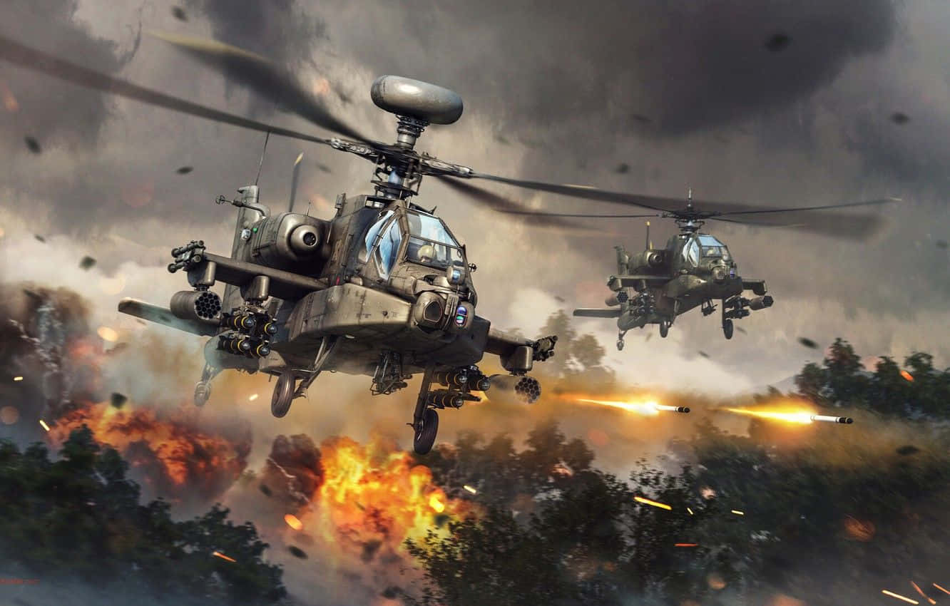 Marilag na Boeing AH-64 Apache - Ang Makulay na Mandirigma ng Kalangitan Wallpaper