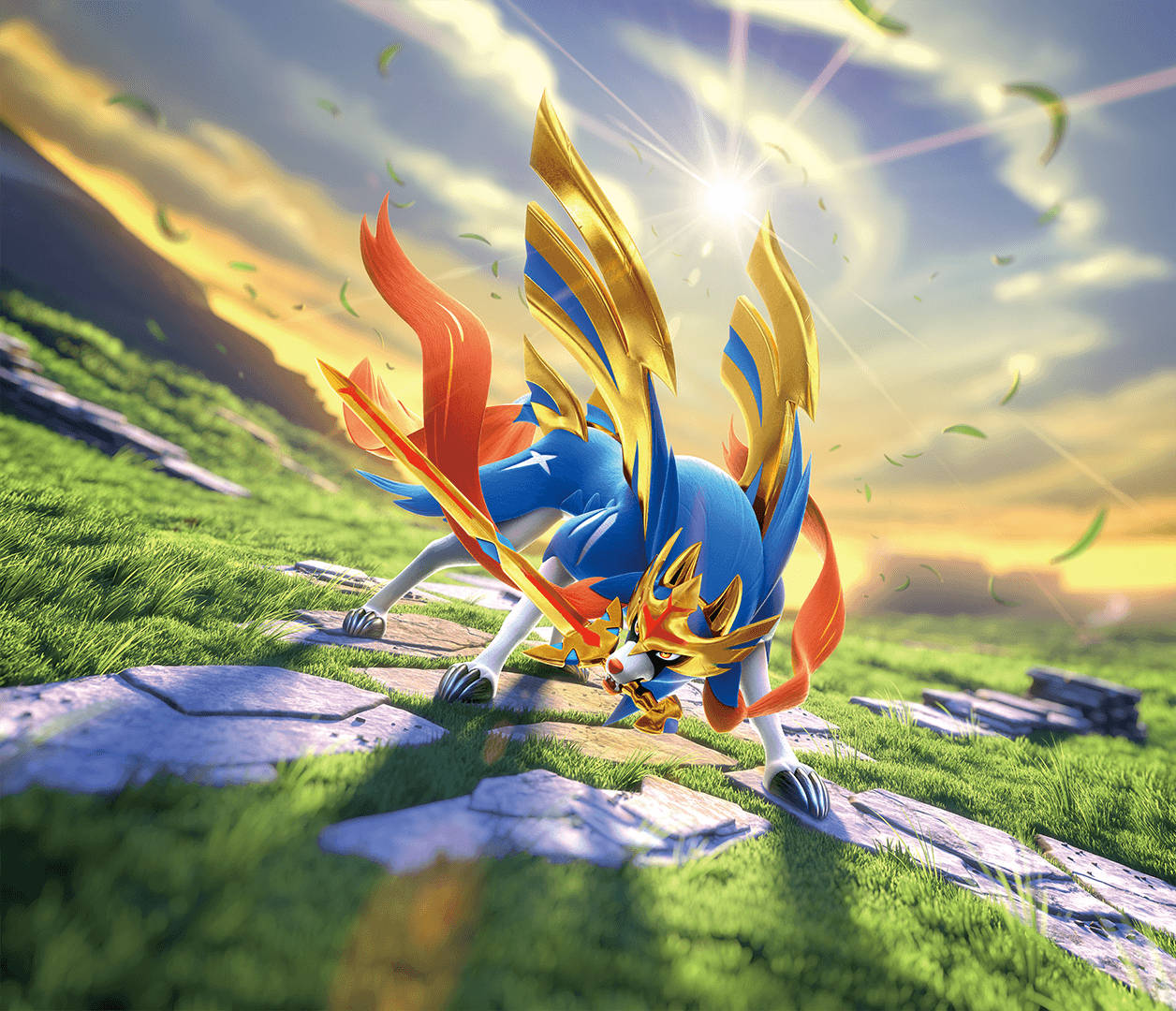 Marilag na Zacian Sa Luntiang Tanawin Wallpaper
