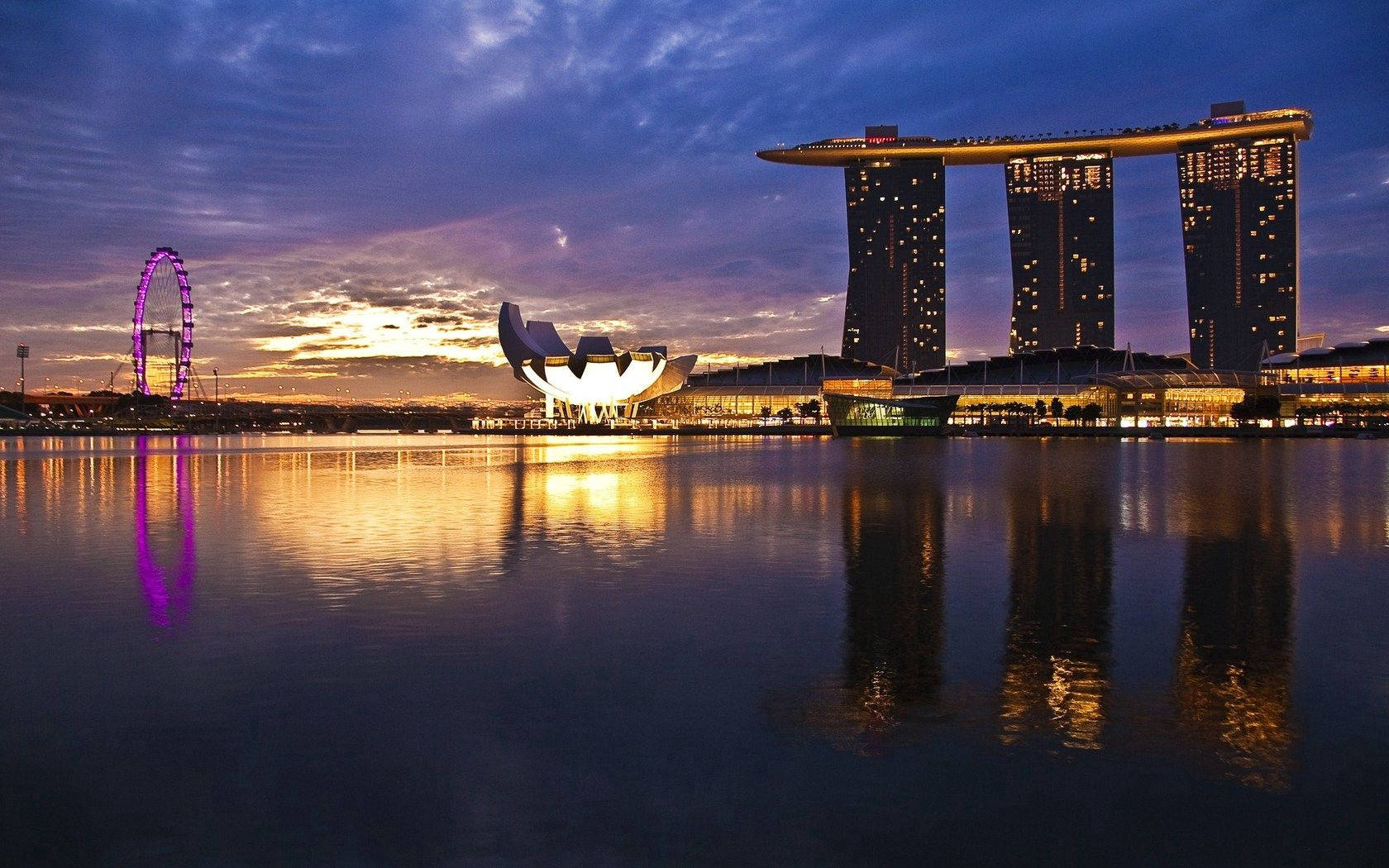 Pagsikat ng Araw sa Ilog Marina Bay Wallpaper