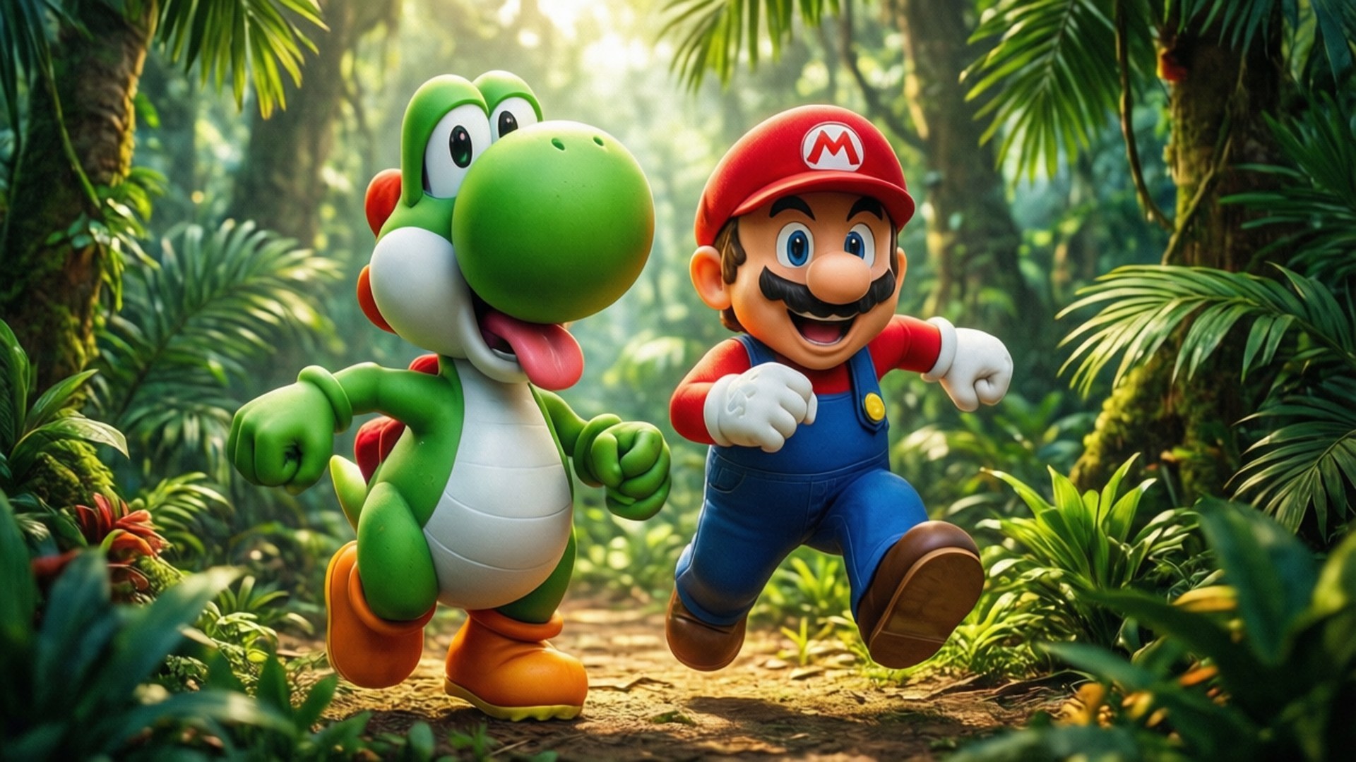 Mario at Yoshi Wallpaper