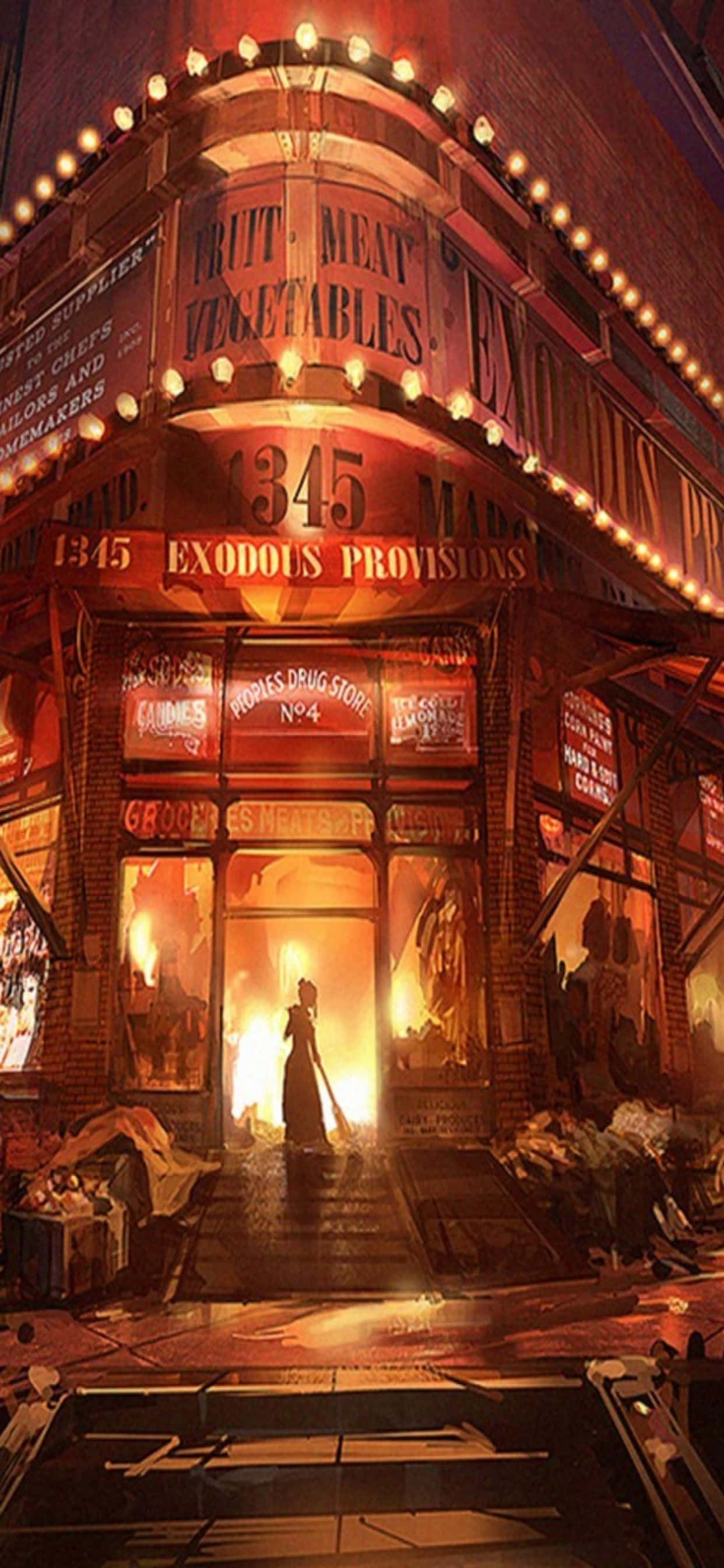 Market Flame iPhone Xs Max Bioshock Infinite Background Wallpaper
