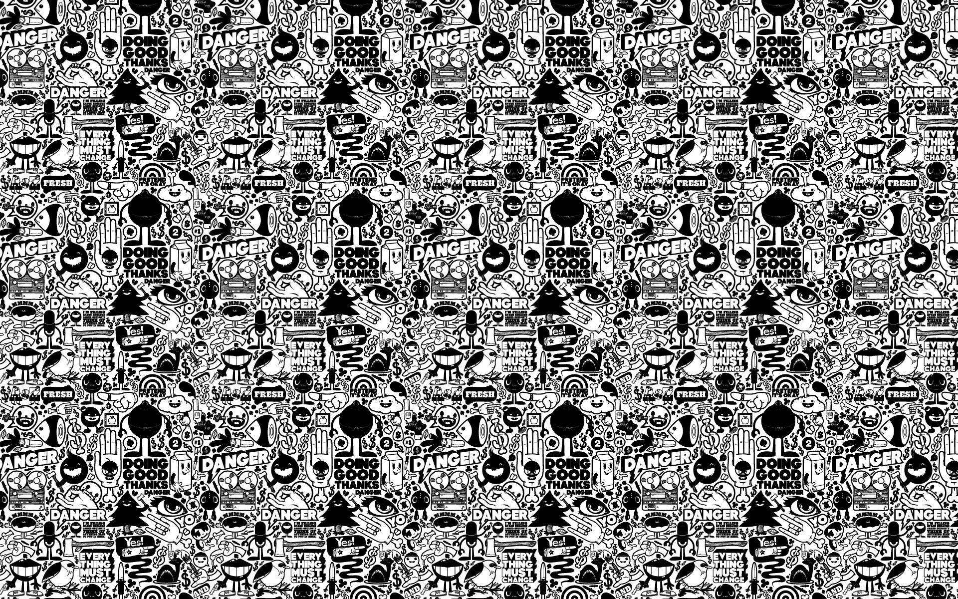 Masalimuot na Itim at Puti na Sining Wallpaper