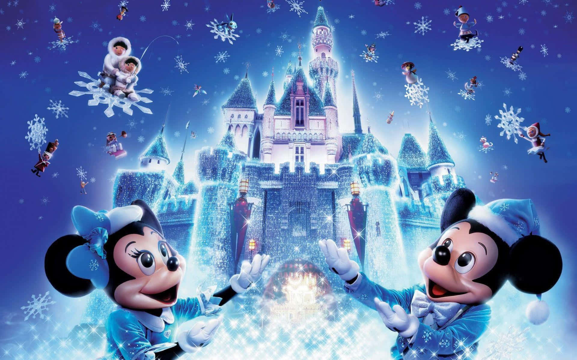 Masasayang alaala kasama si Snow White, sa isang Disney Christmas Wallpaper