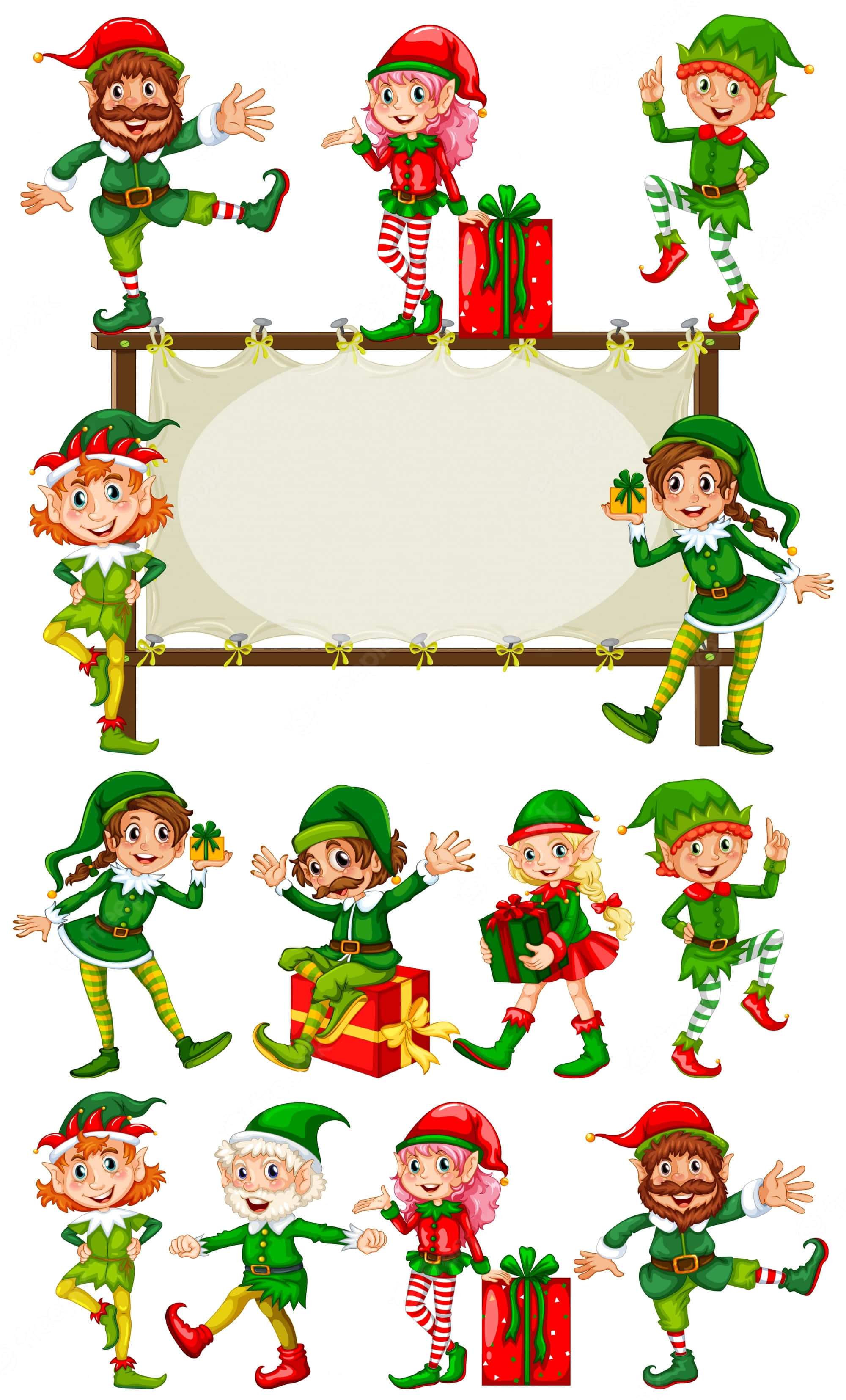 Masasayang na mga Duwende ng Pasko na Naghahanda para sa Panahon ng Pasko Wallpaper