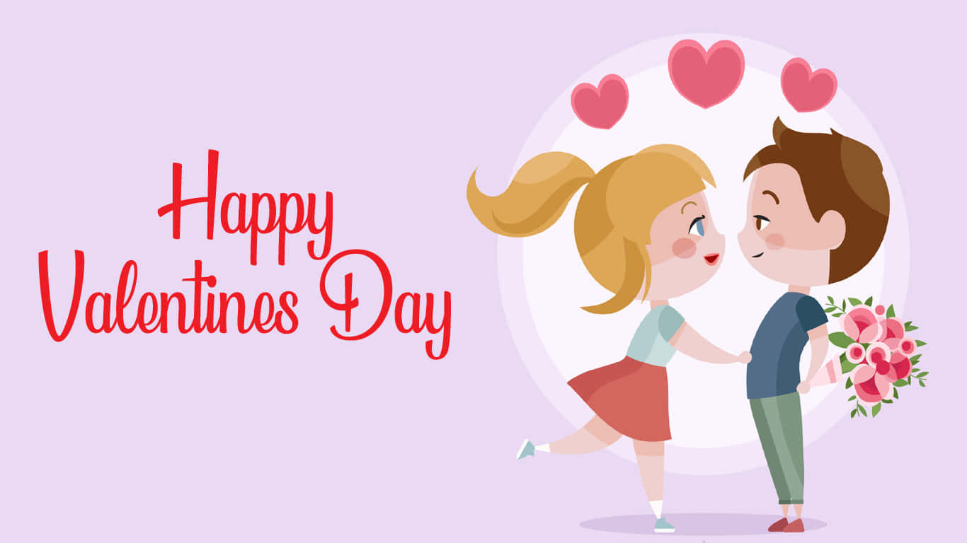 Masayang Araw ng mga Puso na Vector Cartoon Wallpaper