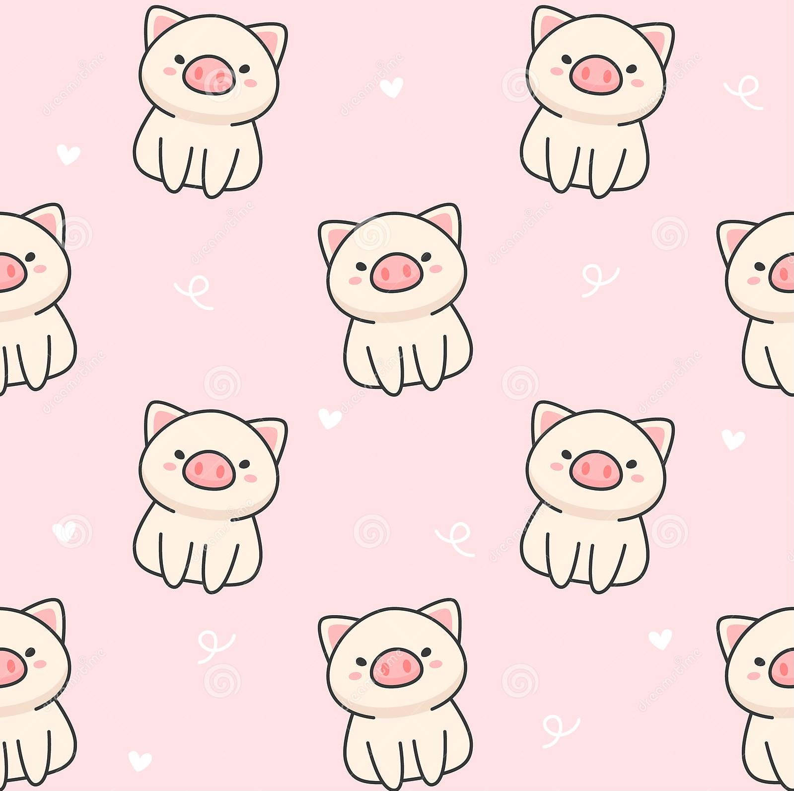 Masayang Baboy na Pattern na Sining Wallpaper