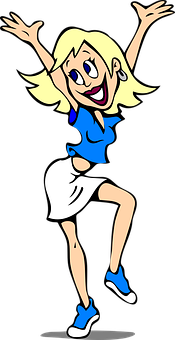 Masayang Cartoon Girl na Sumasayaw Wallpaper