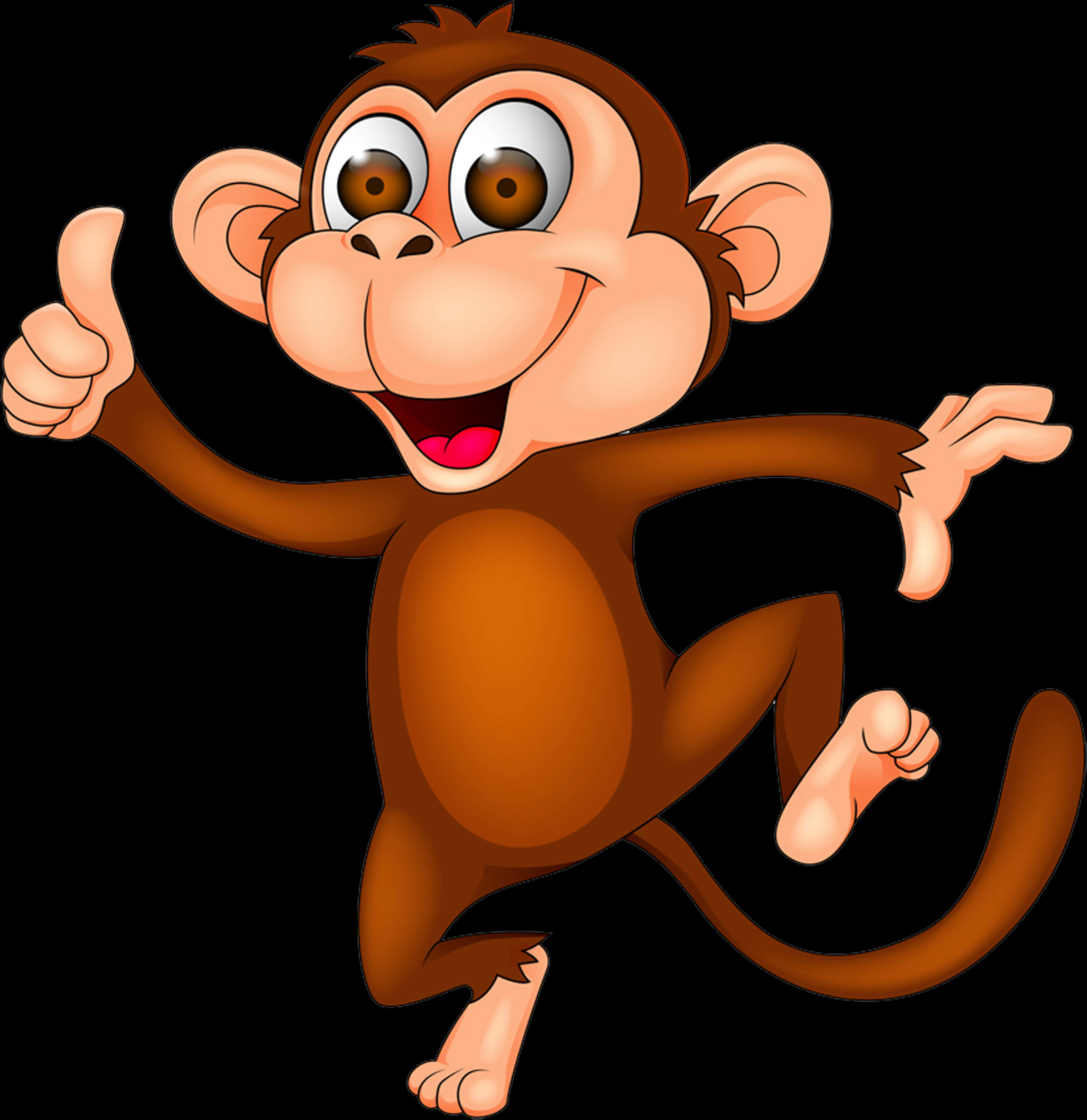 Masayang Cartoon Monkey na Nagbibigay ng Thumbs Up Wallpaper