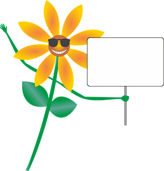 Masayang Cartoon na Sunflower na May Hawak na Karatula Wallpaper