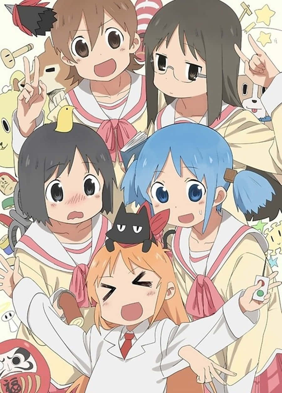 Masayang grupo ng mga kaibigang anime Wallpaper