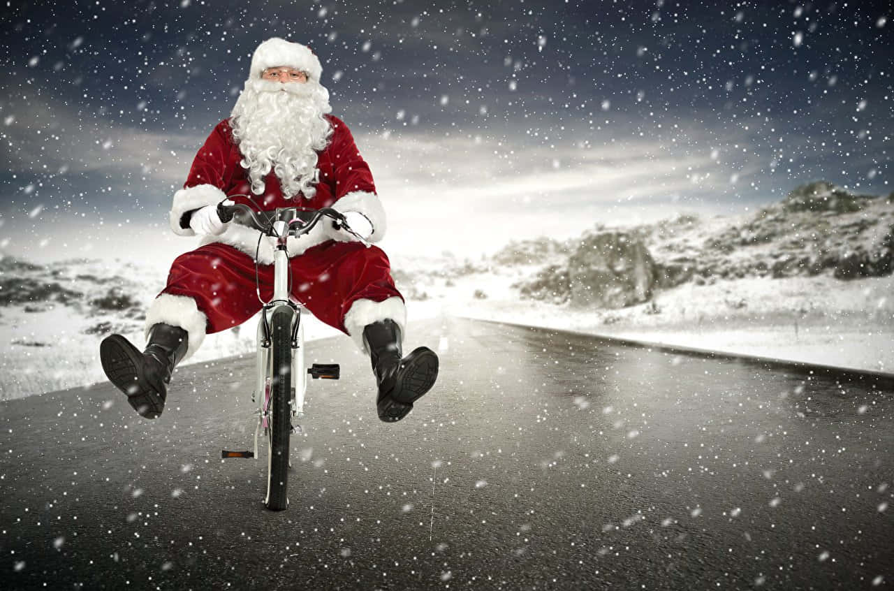 Masayang Joyride ng mga Reindeer ni Santa Wallpaper