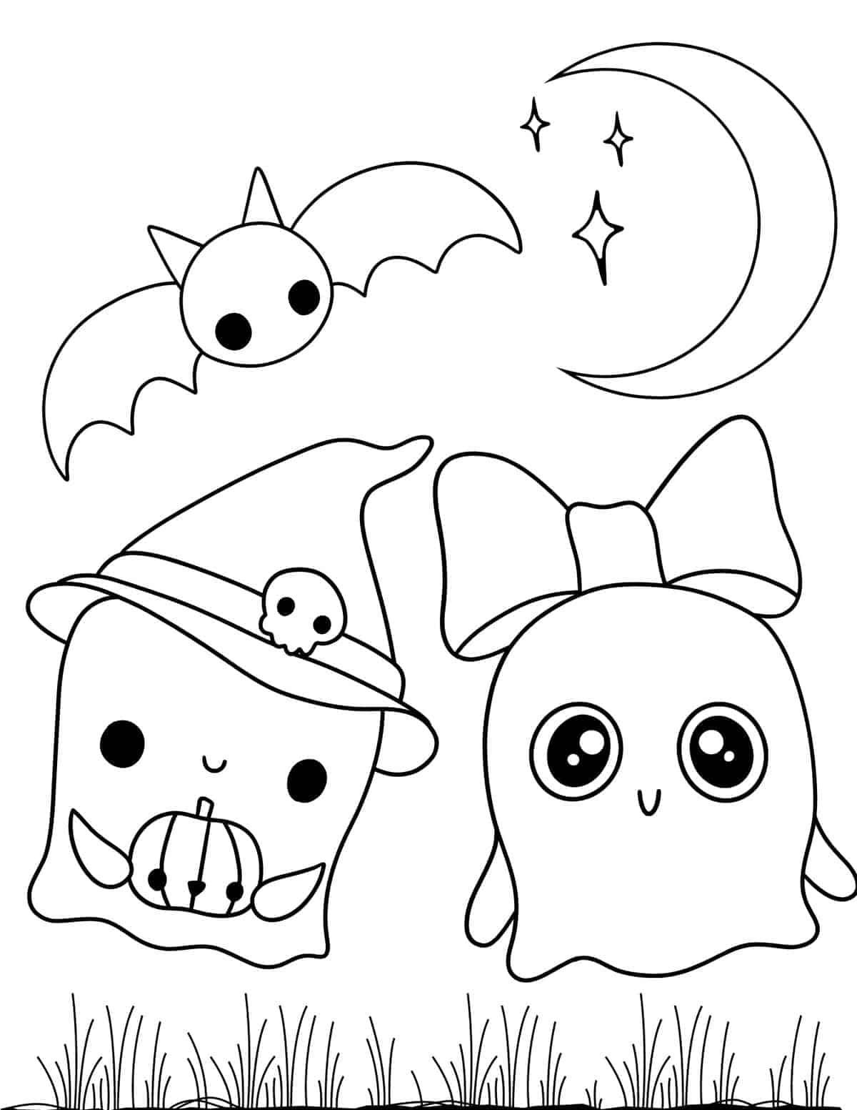 Masayang Multo sa Halloween Pangkulay na Larawan Wallpaper